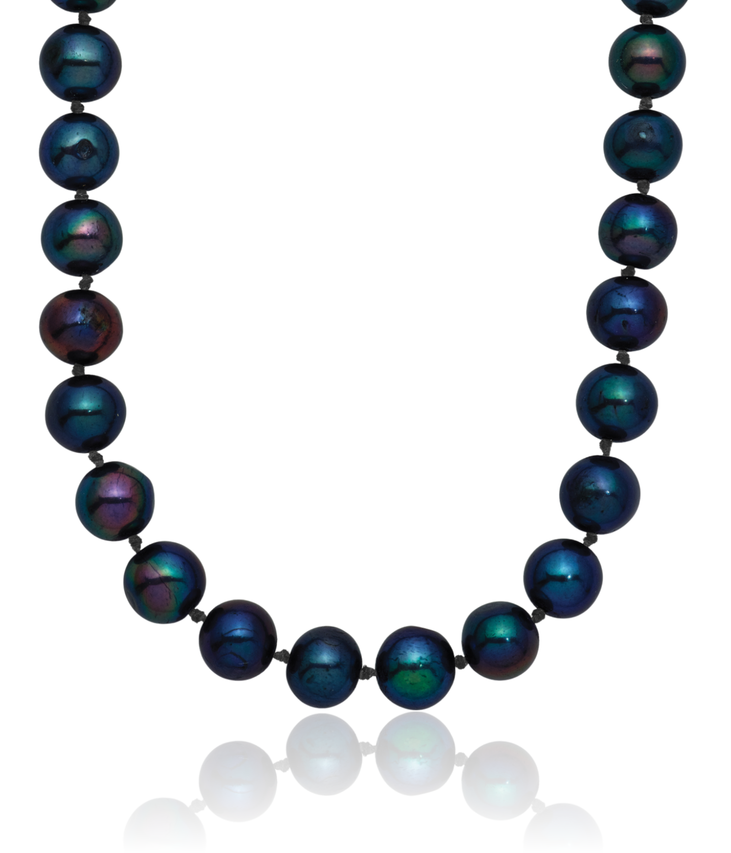 14K Solid Yellow Gold 6mm Black Round Freshwater Cultured Pearl Chain Necklace - Picture 10 of 41