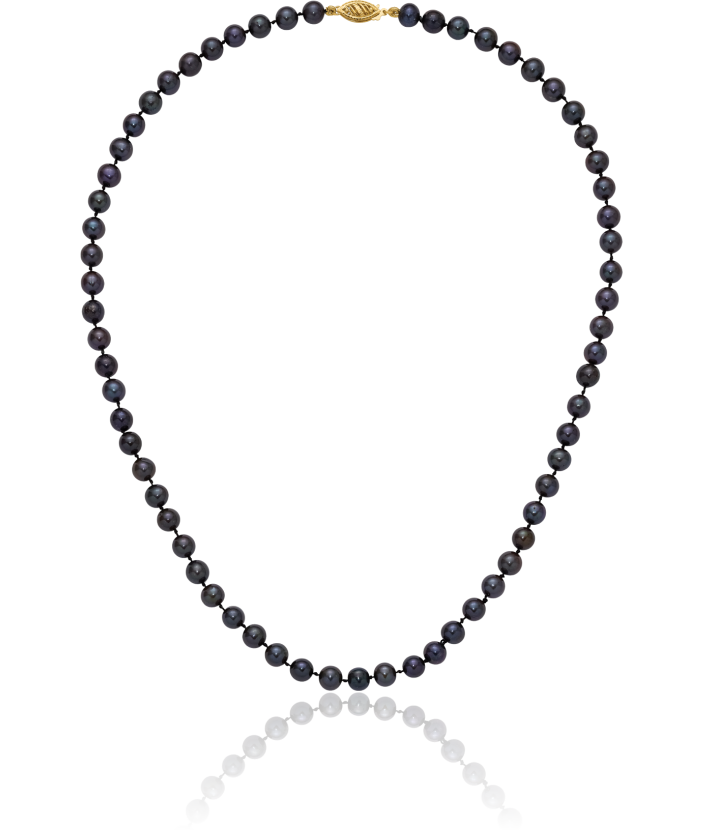 14K Solid Yellow Gold 6mm Black Round Freshwater Cultured Pearl Chain Necklace - Picture 13 of 41