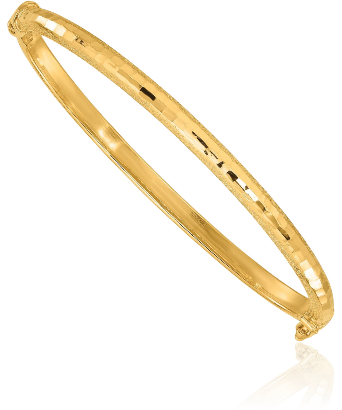 14K Solid Yellow Gold Hinged Bangle Bracelet