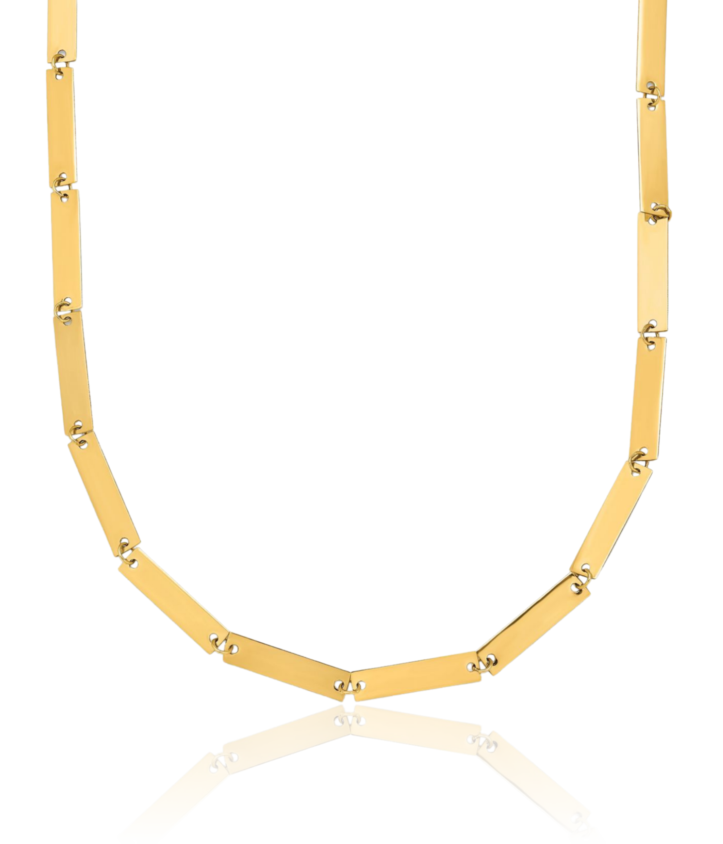 14K Solid Yellow Gold Bar Link Chain Necklace - Picture 6 of 10