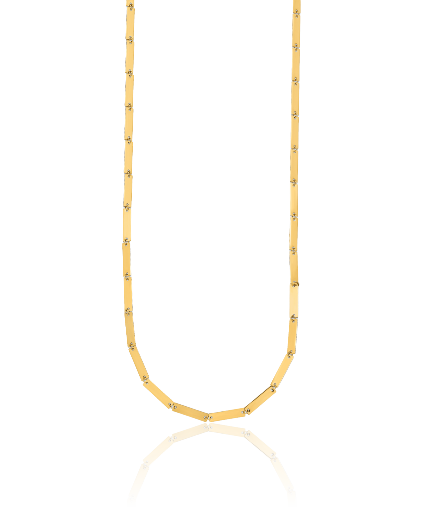 14K Solid Yellow Gold Bar Link Chain Necklace - Picture 7 of 10