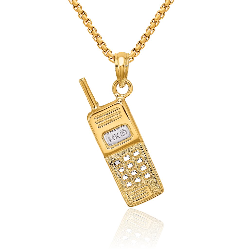14K Solid Yellow Gold Cell Phone Necklace