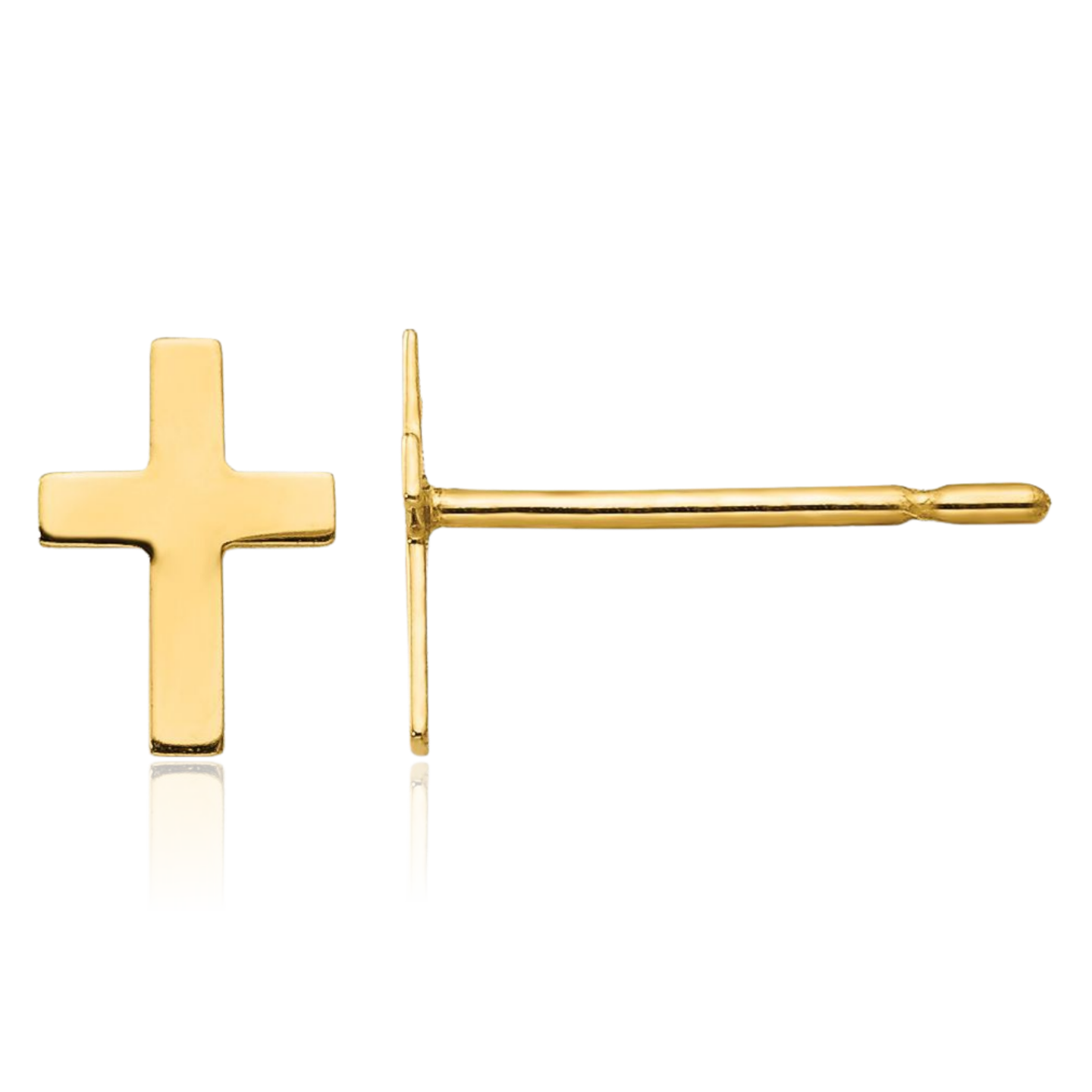 14K Solid Yellow Gold Extra Large Cross Dangle Stud Earrings 15mm 5/8 inch