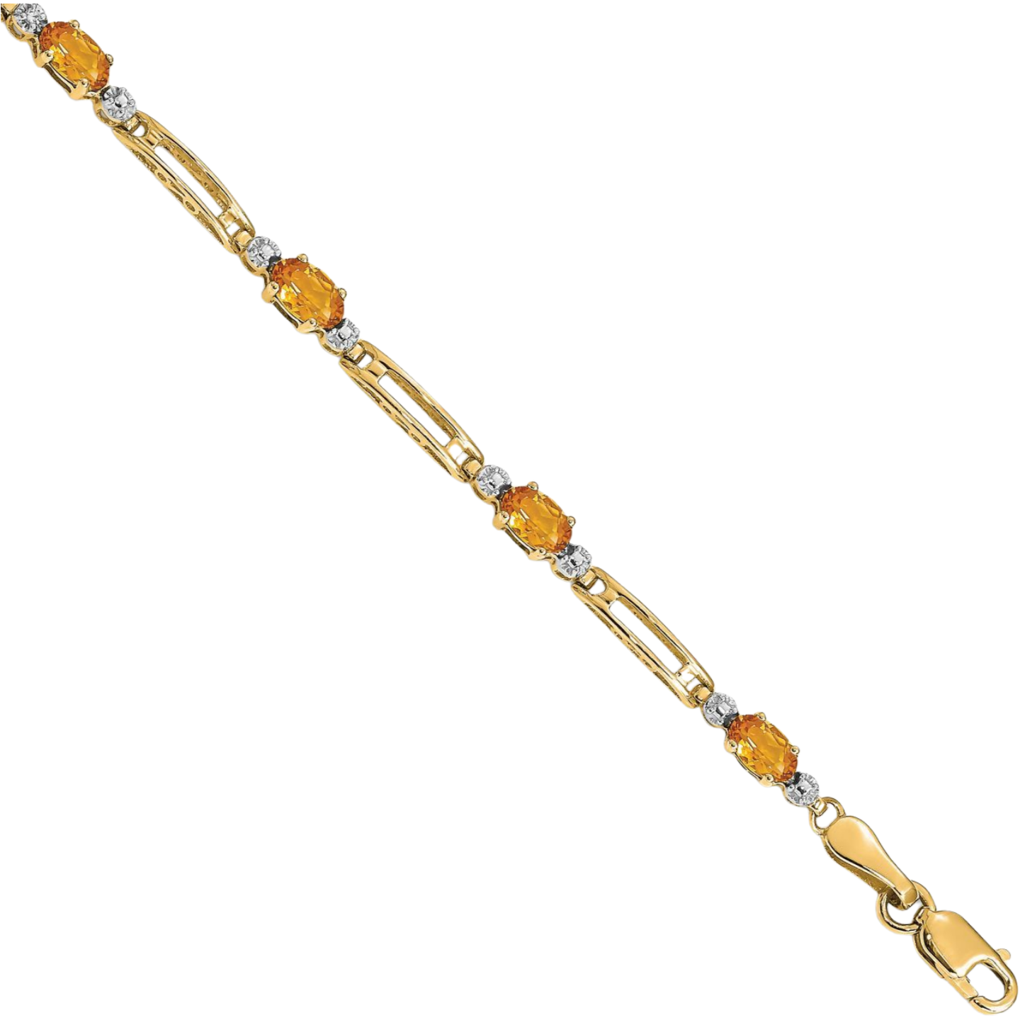 14K Solid Yellow Gold Diamond Citrine Tennis Bracelet - Picture 6 of 9