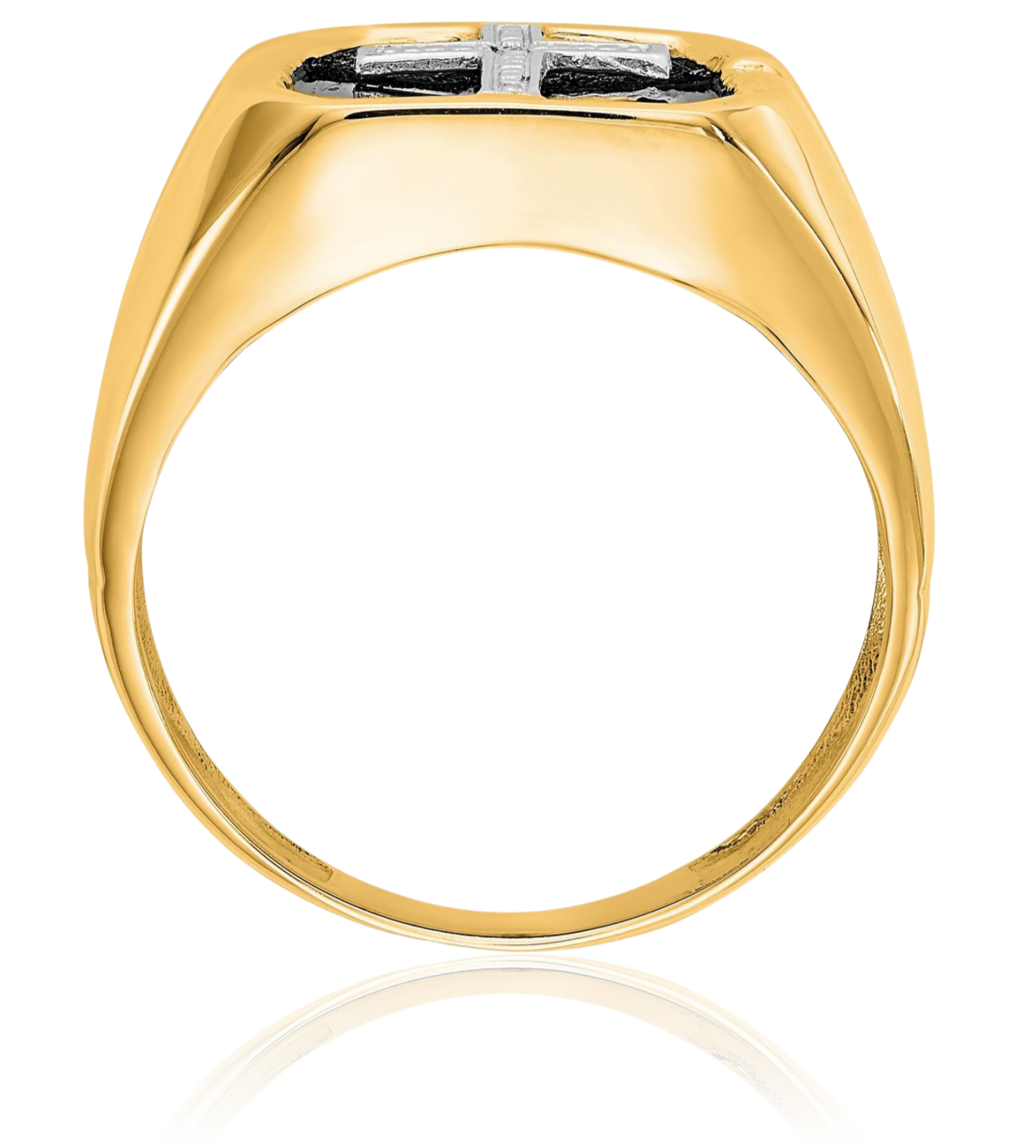 Anillo cruzado de diamantes de ónix de oro amarillo macizo de 14K para hombre - Imagen 16 de 98
