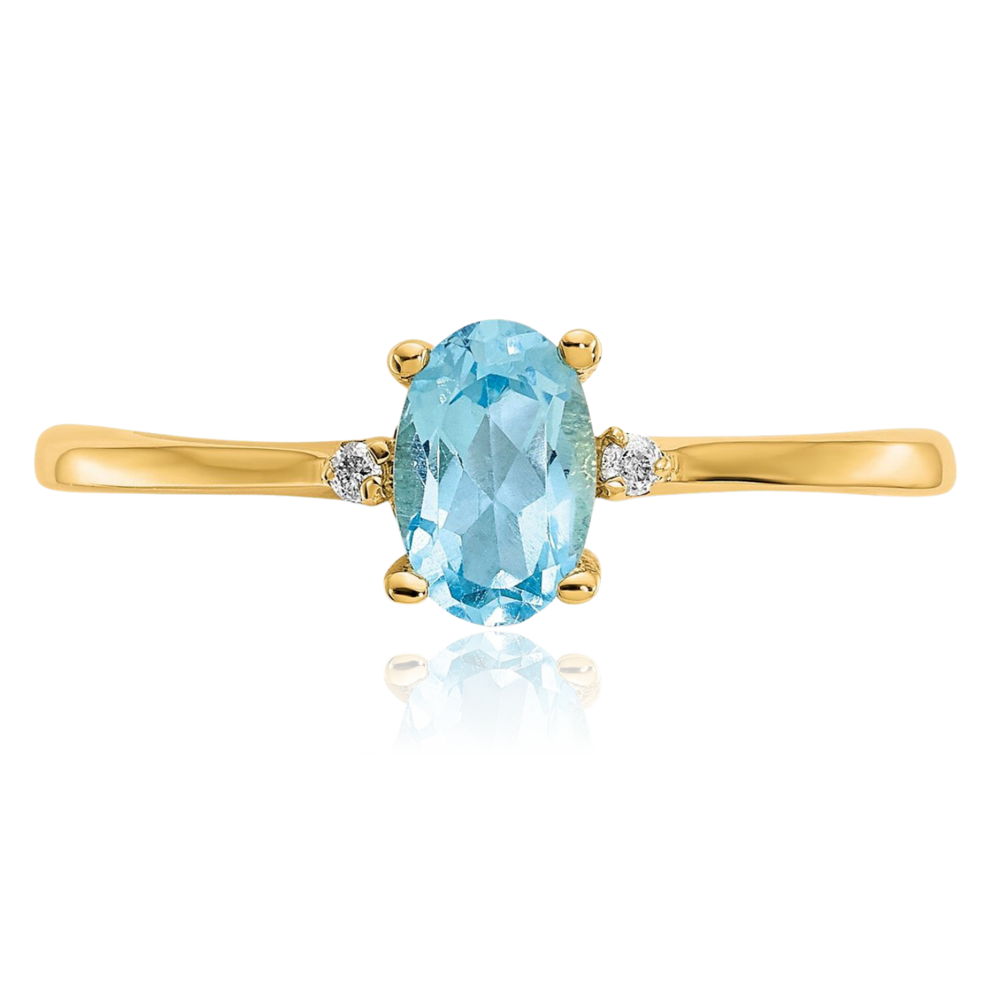 14K Solid Yellow Gold Diamond Swiss Blue Topaz Ring - Picture 16 of 90