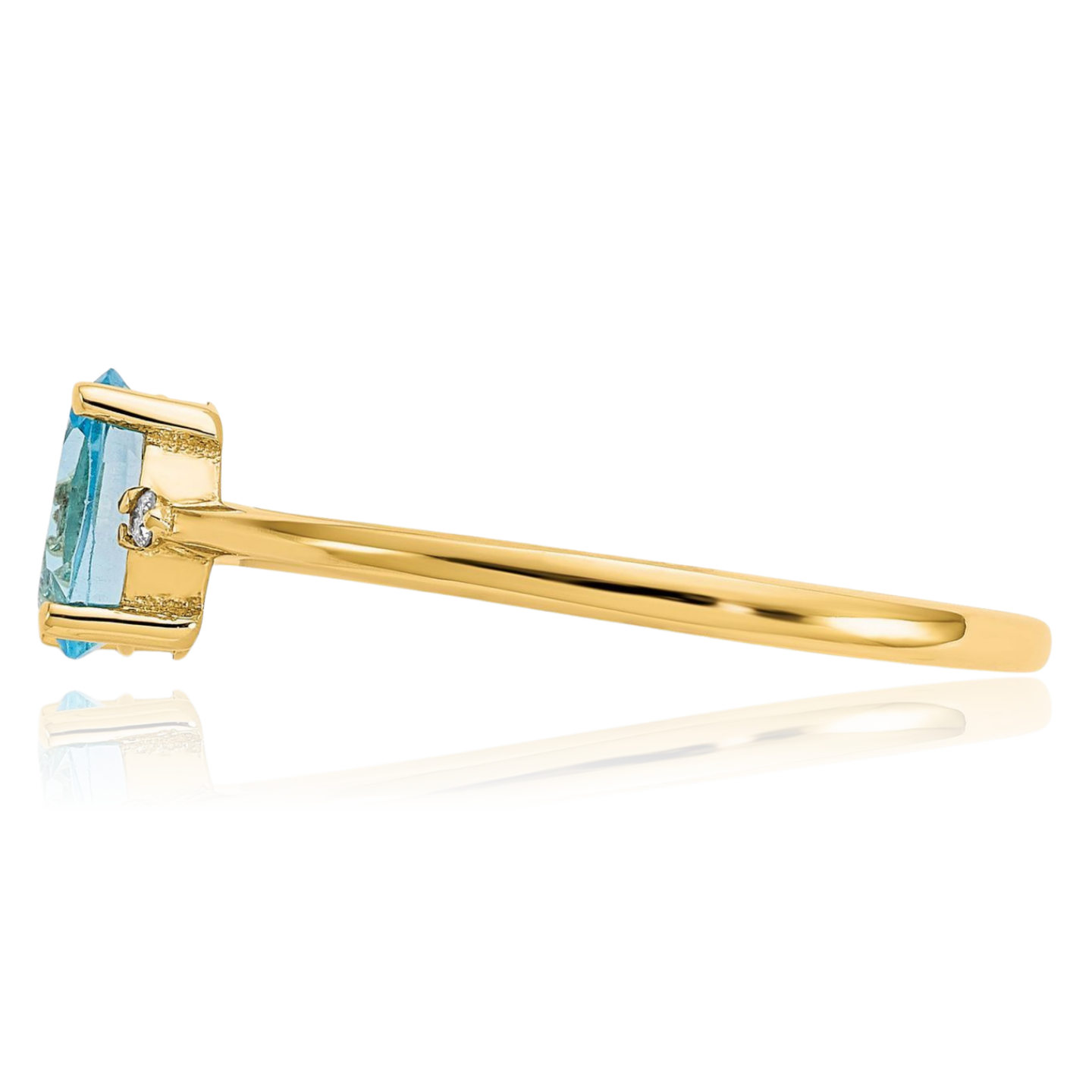 14K Solid Yellow Gold Diamond Swiss Blue Topaz Ring - Picture 15 of 90