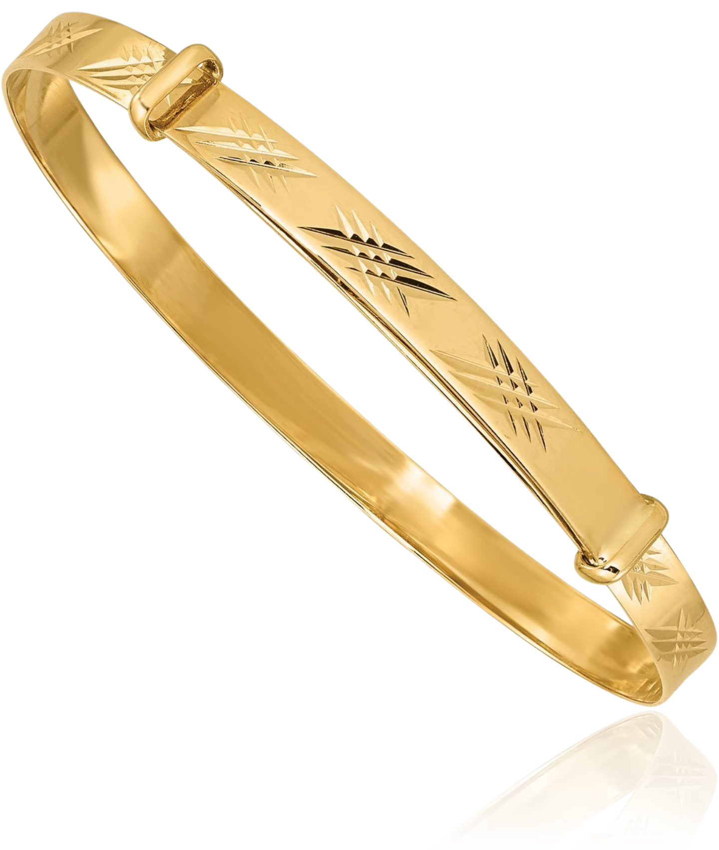 14K Solid Yellow Gold Expandable Bangle Bracelet