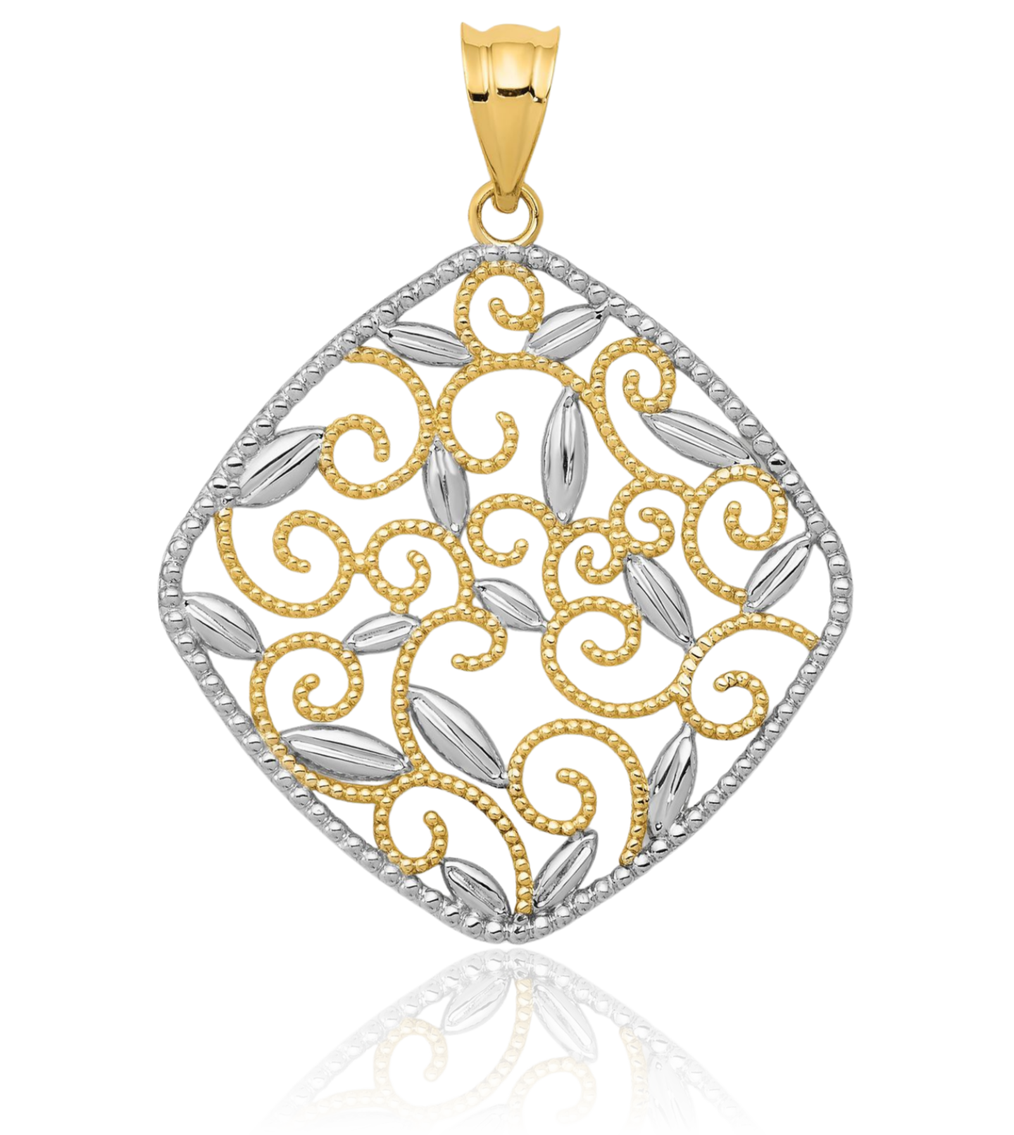 14K Solid Yellow Gold Filigree Necklace