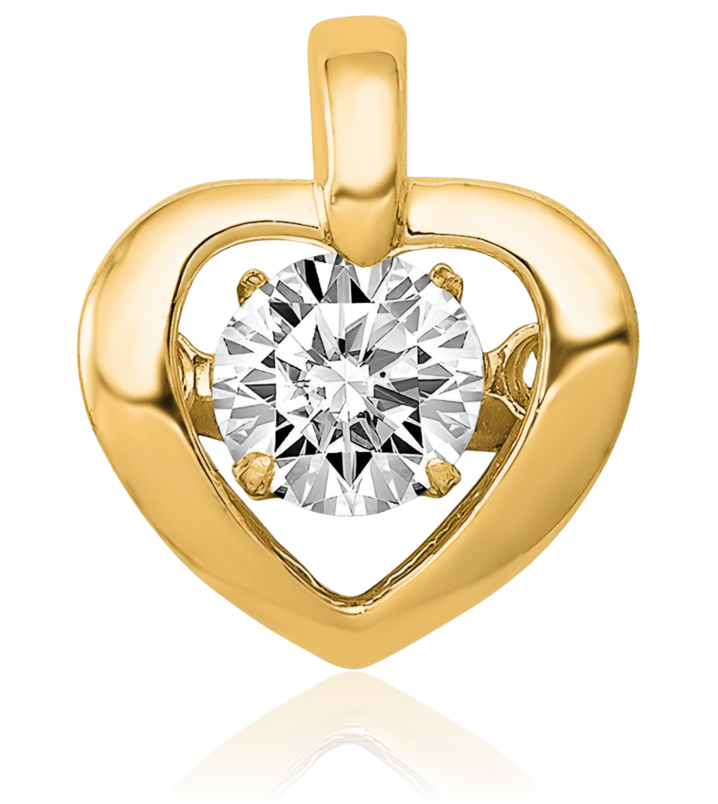 Lab Created 14K Solid Yellow Gold 0.25 ct Diamond Solitaire Heart Pendant