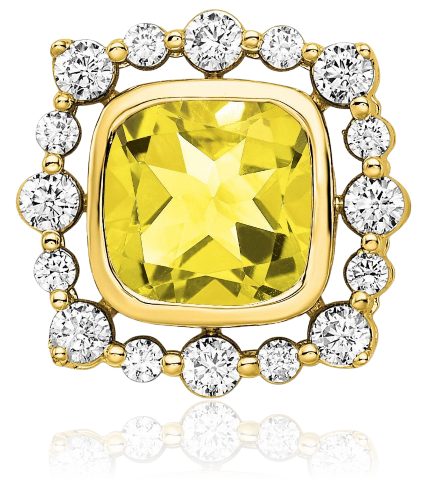 14K Solid Yellow Gold 3 ct Yellow Sapphire Diamond Solitaire Small Square