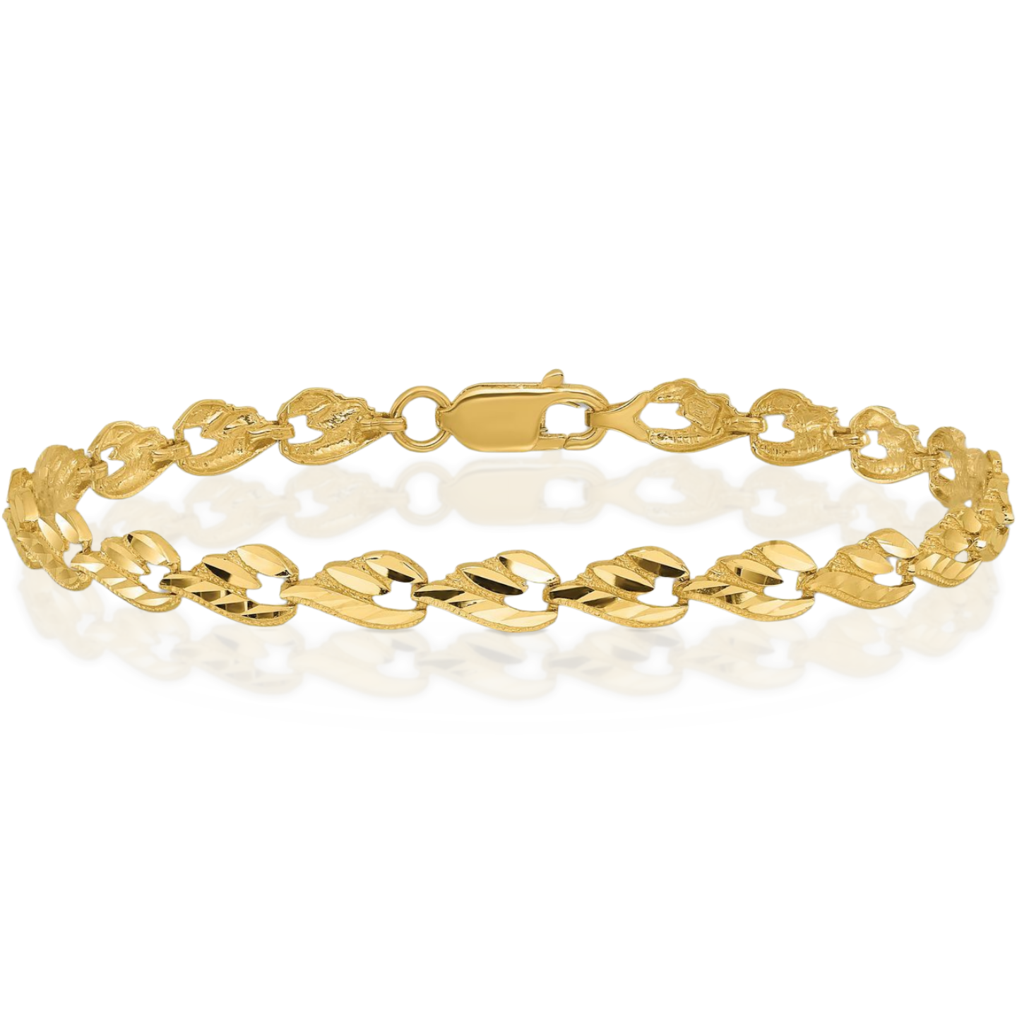 14K Solid Yellow Gold Mariner 4.75mm Thick Link Chain Heart Bracelet 7 inch main product image