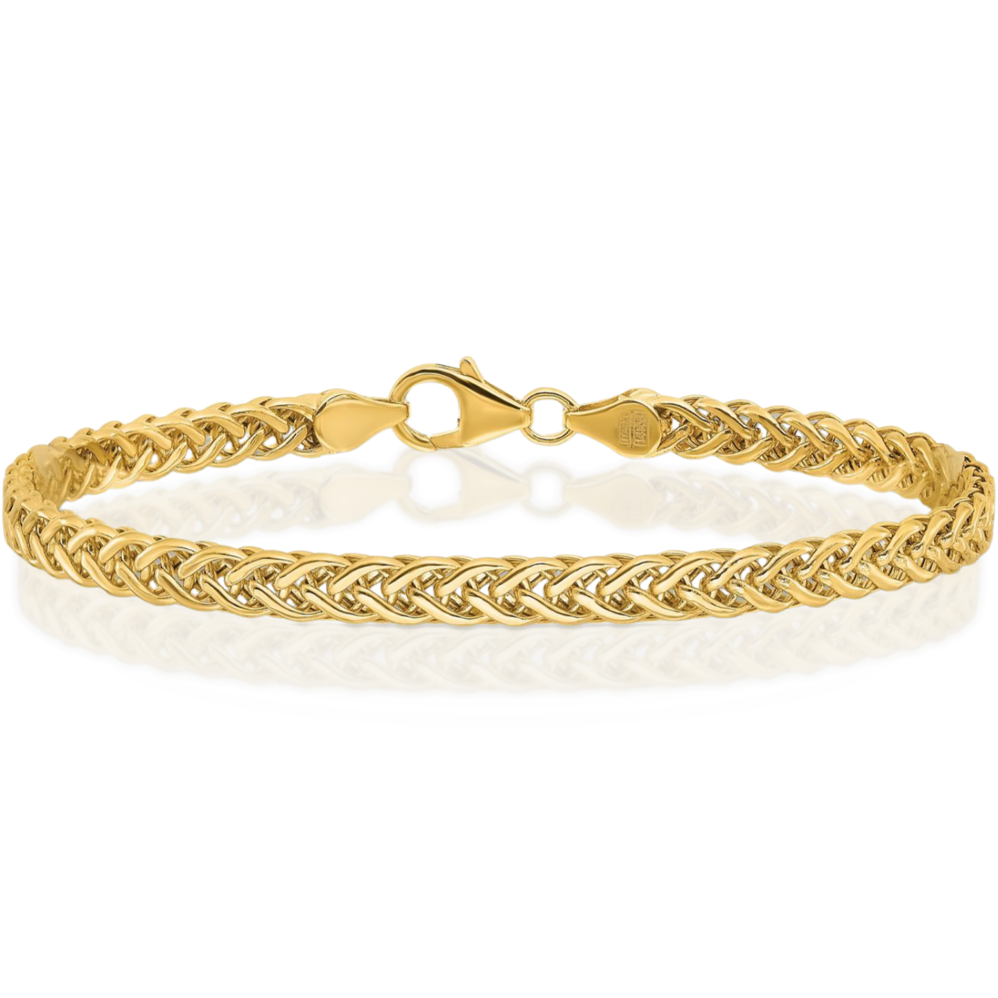 14K Yellow Gold 4.3mm Wheat Chain Bracelet 7.5 inch Lightweight, Polished main product image