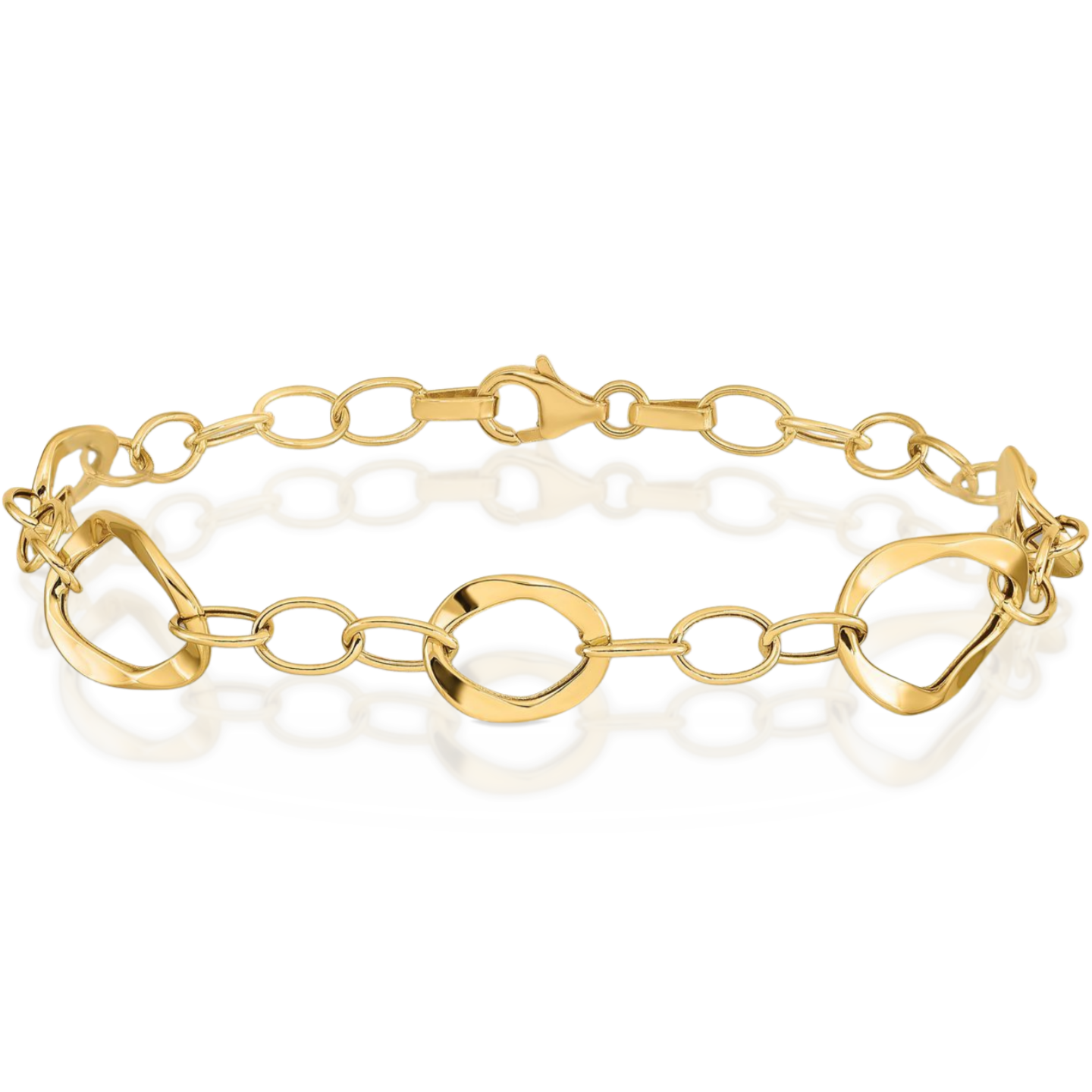 14K Solid Yellow Gold 10mm Chunky Link Chain Bracelet 7.25 inch Polished main product image