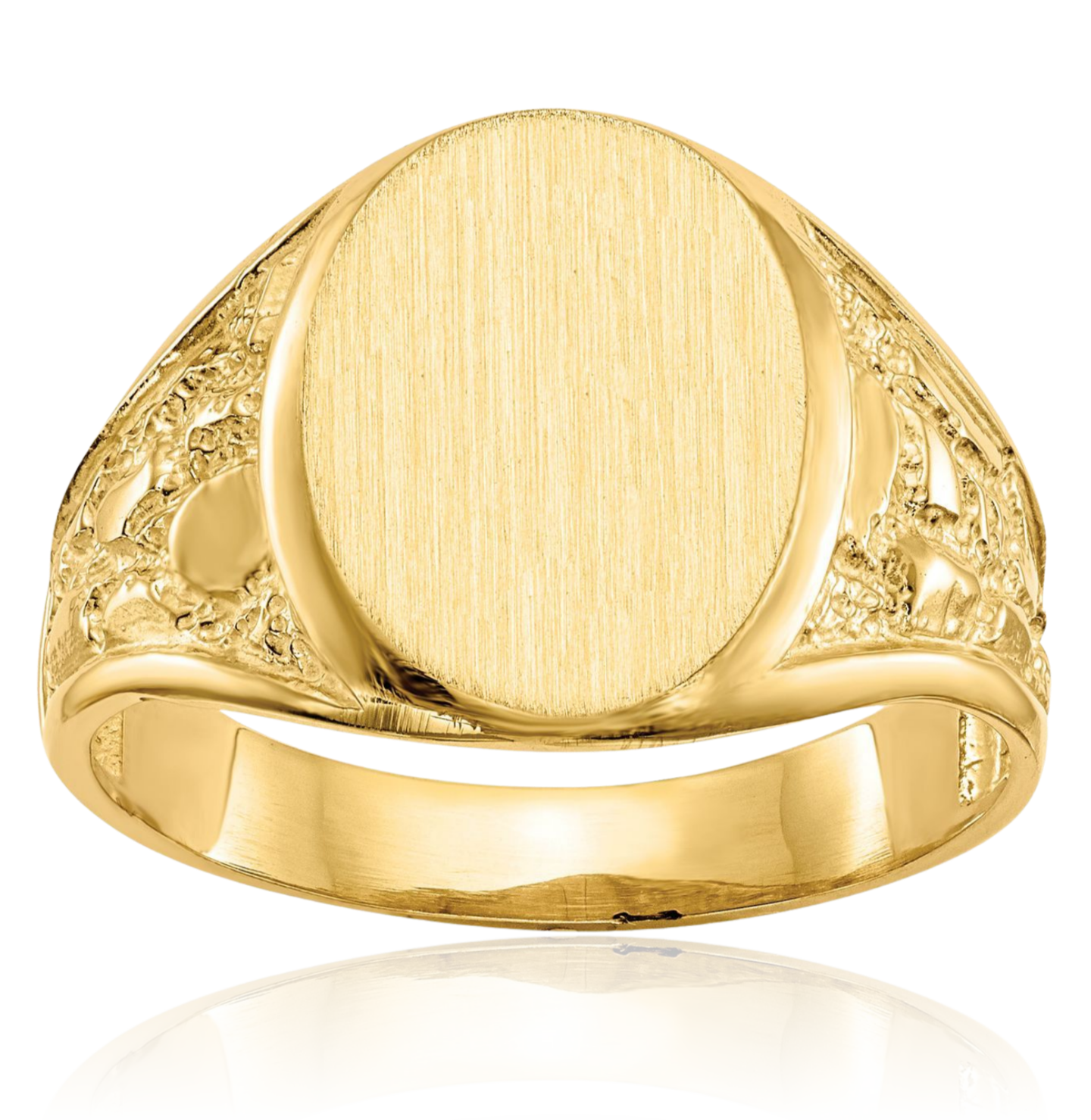 10K Solid Yellow Gold Mens Custom Engraved Signet Ring - Picture 11 of 100