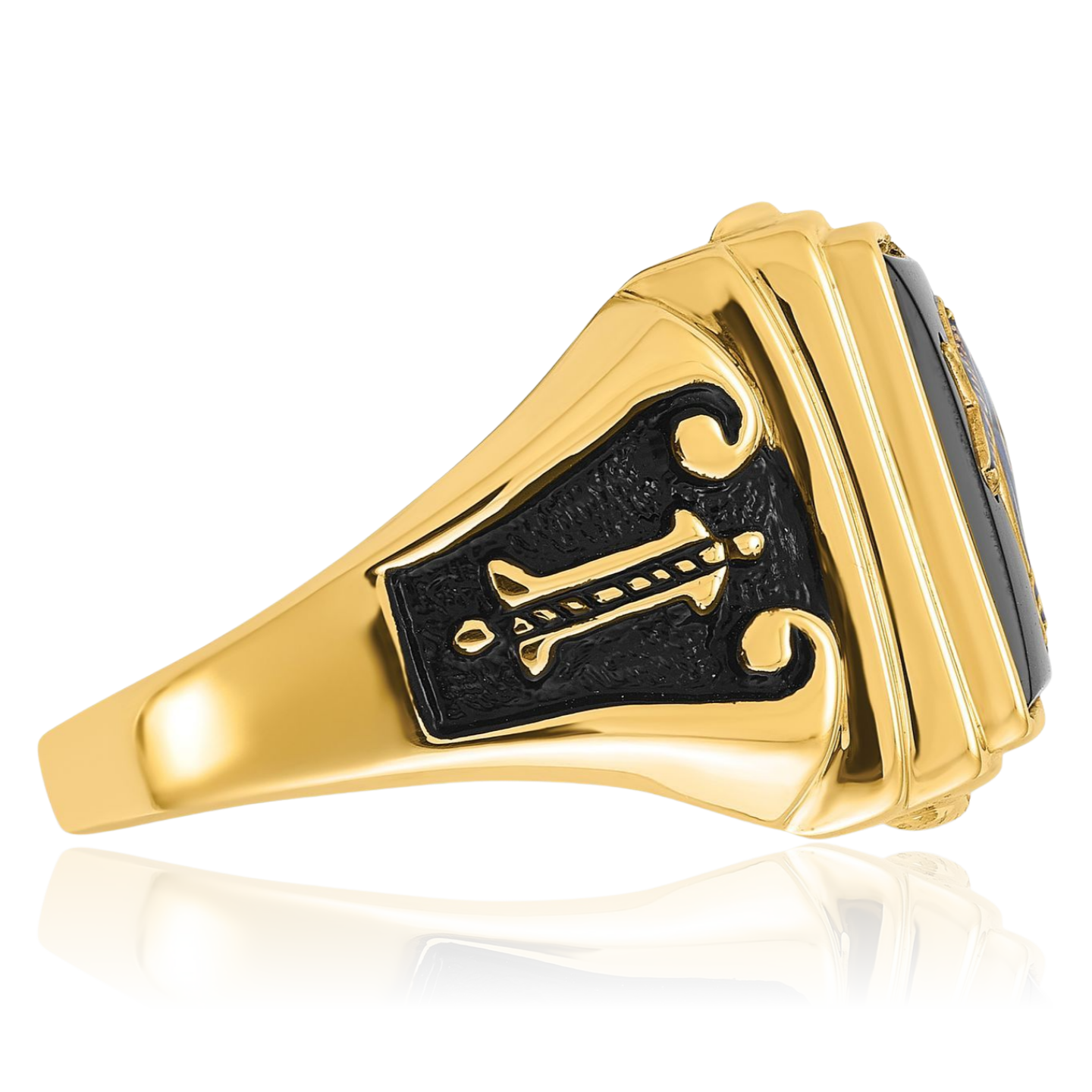 14K Solid Yellow Gold Mens Onyx Masonic Ring - Picture 22 of 110