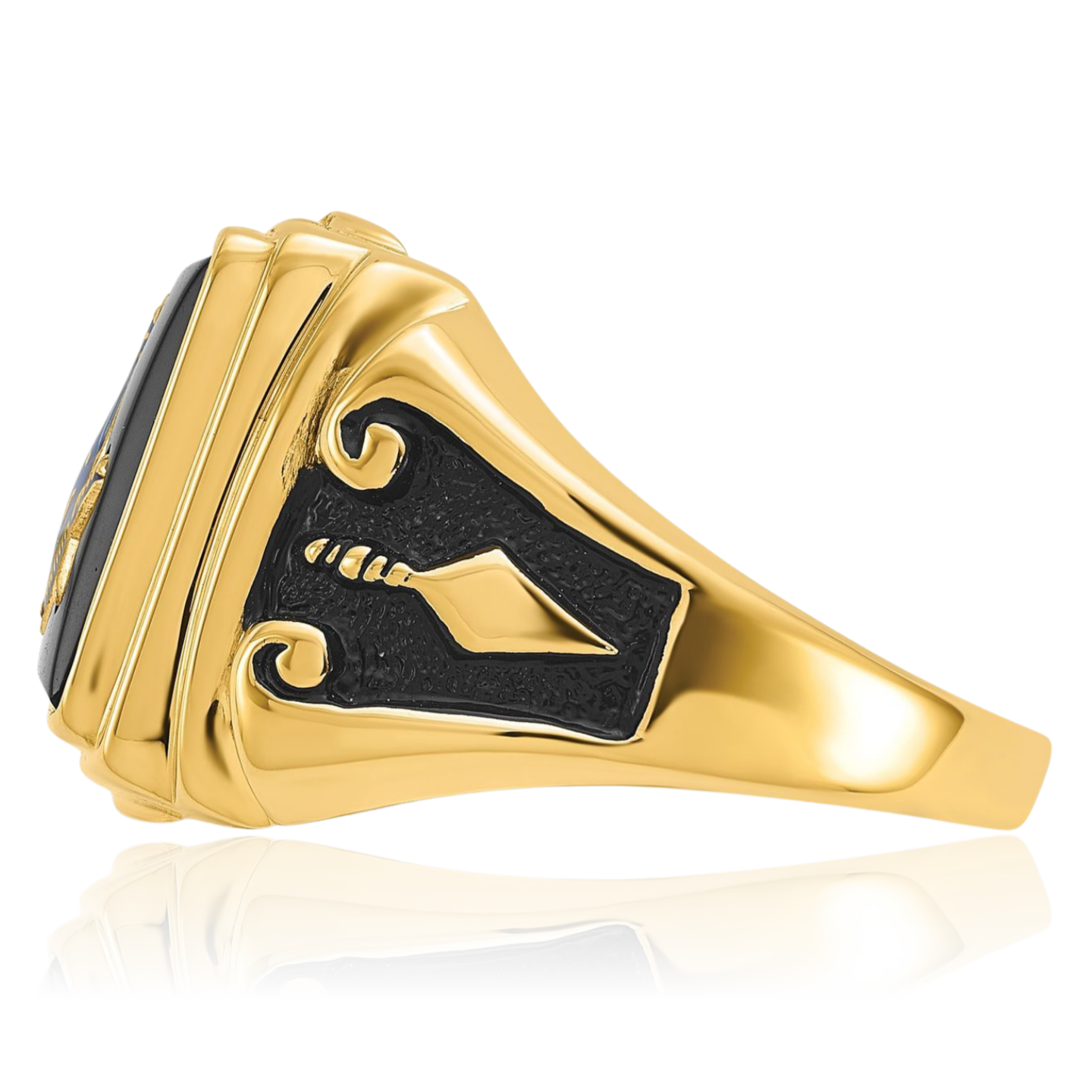14K Solid Yellow Gold Mens Onyx Masonic Ring - Picture 18 of 110