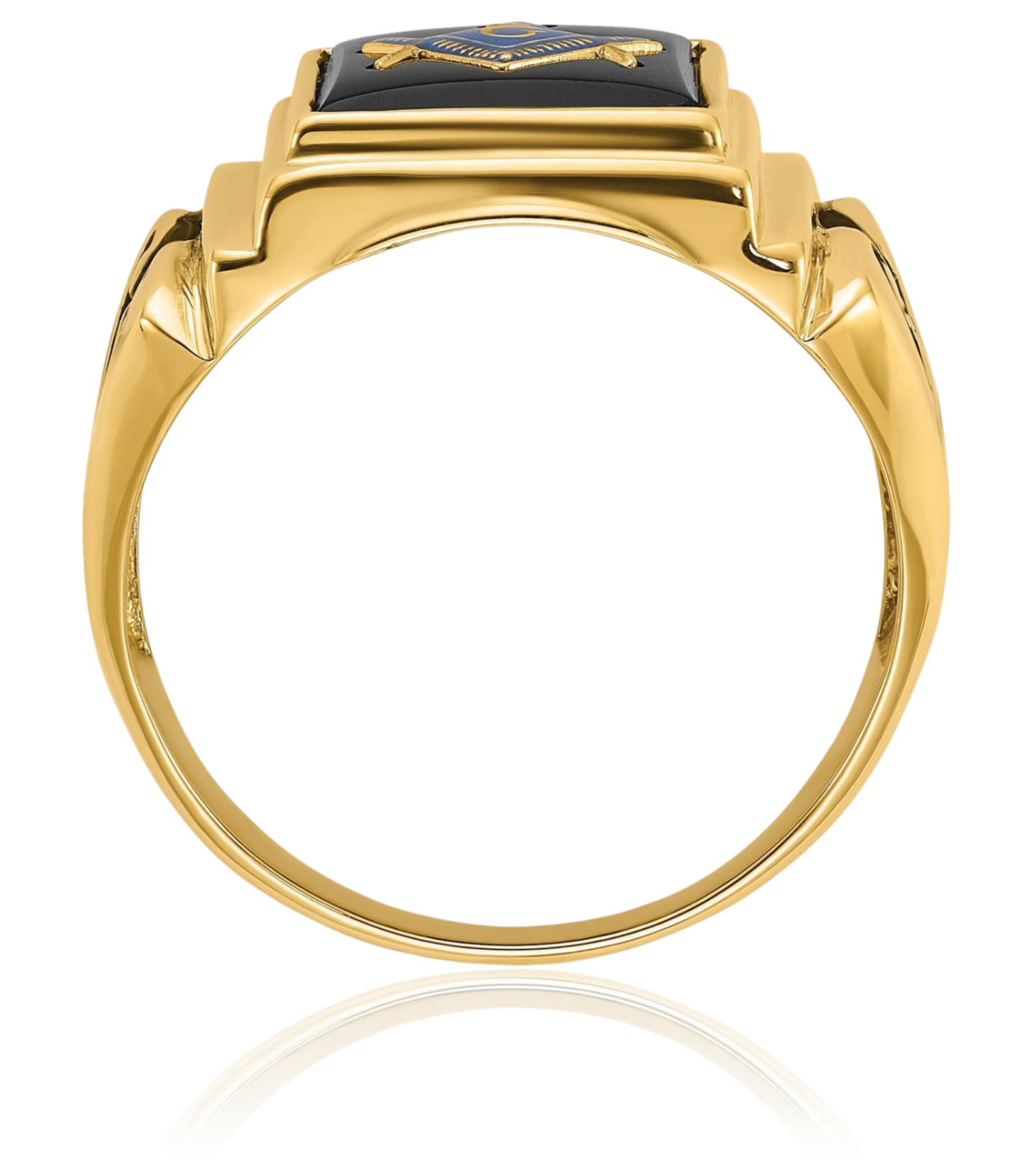 14K Solid Yellow Gold Mens Onyx Masonic Ring - Picture 17 of 110