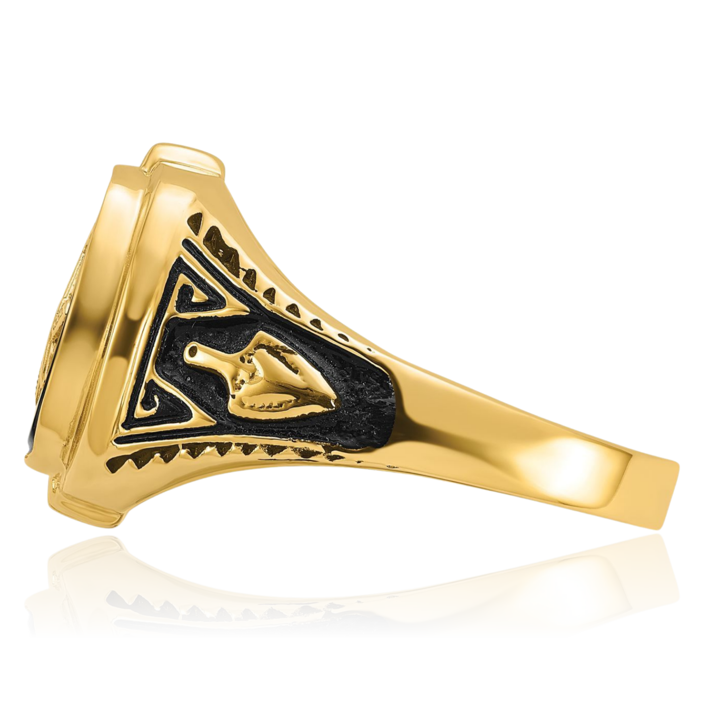 14K Solid Yellow Gold Mens Onyx Masonic Ring - Picture 18 of 110