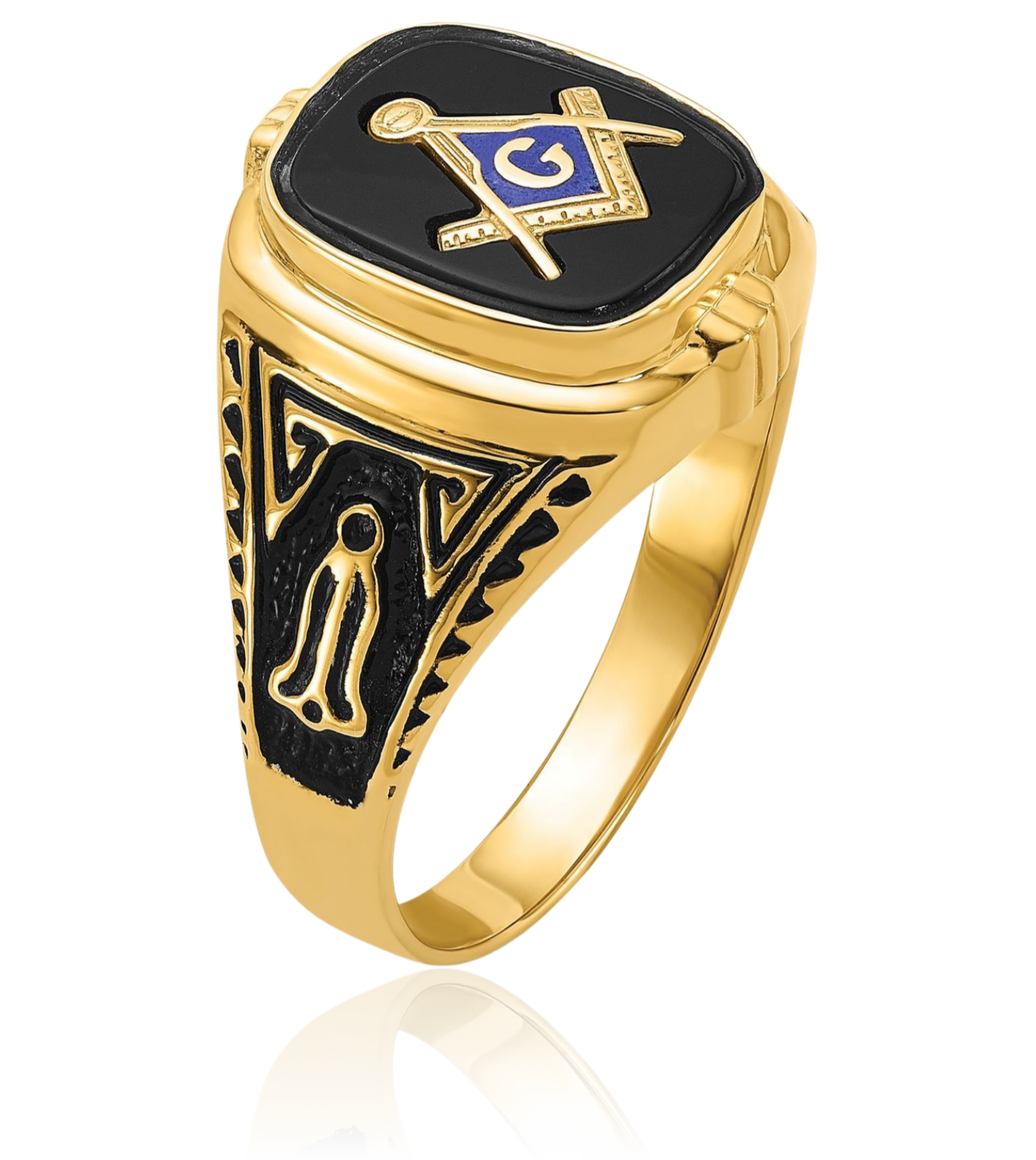 14K Solid Yellow Gold Mens Onyx Masonic Ring - Picture 21 of 110