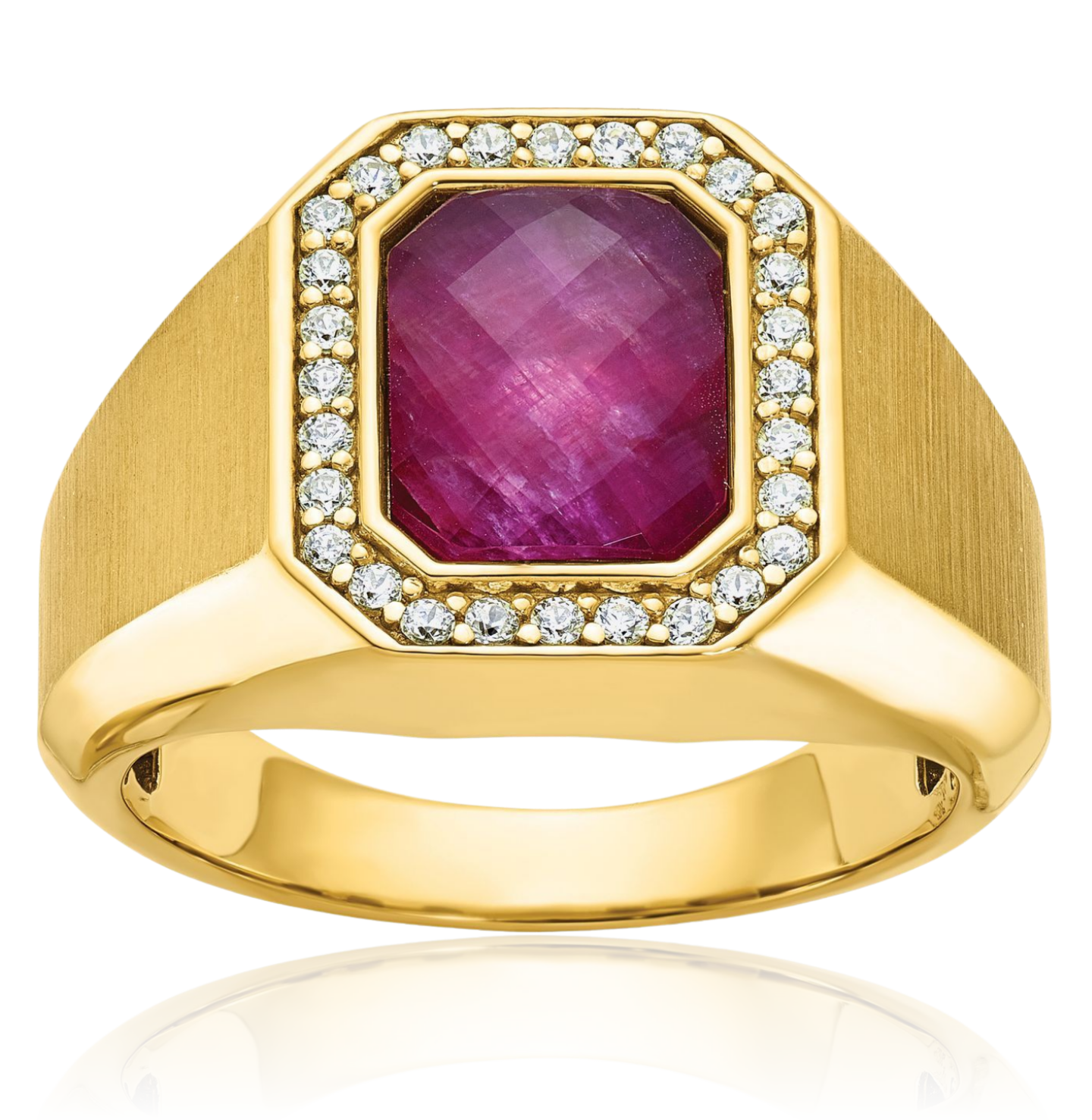 14K Solid Yellow Gold Mens Ruby Stone Diamond Ring - Picture 12 of 110