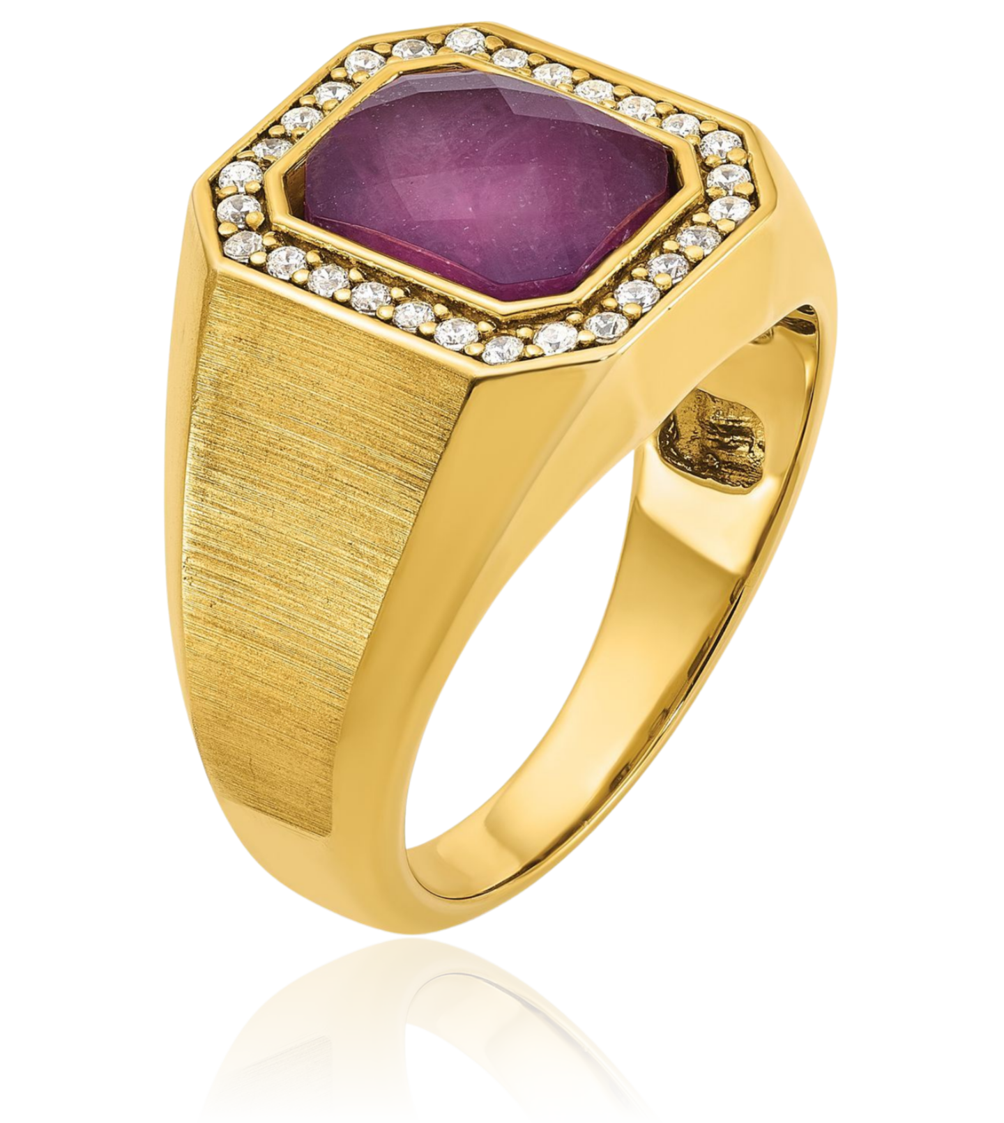 14K Solid Yellow Gold Mens Ruby Stone Diamond Ring - Picture 20 of 110