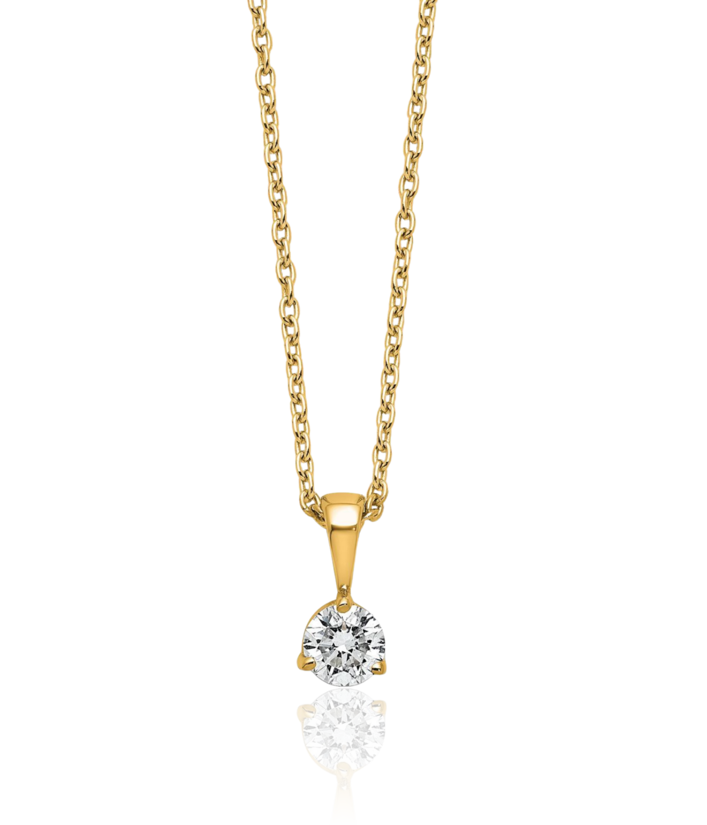 14K Solid Yellow Gold Round Lab Diamond Solitaire Necklace - Picture 6 of 10