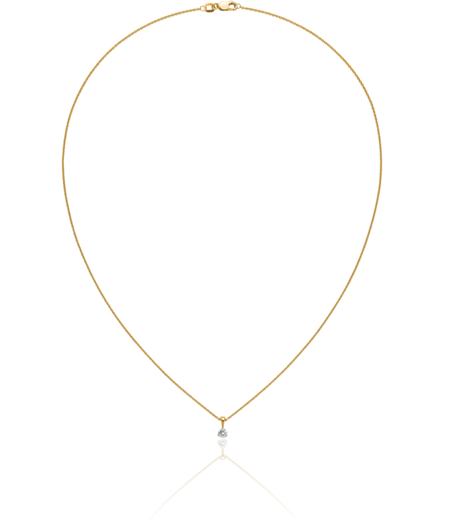 14K Solid Yellow Gold Round Lab Diamond Solitaire Necklace - Picture 8 of 10