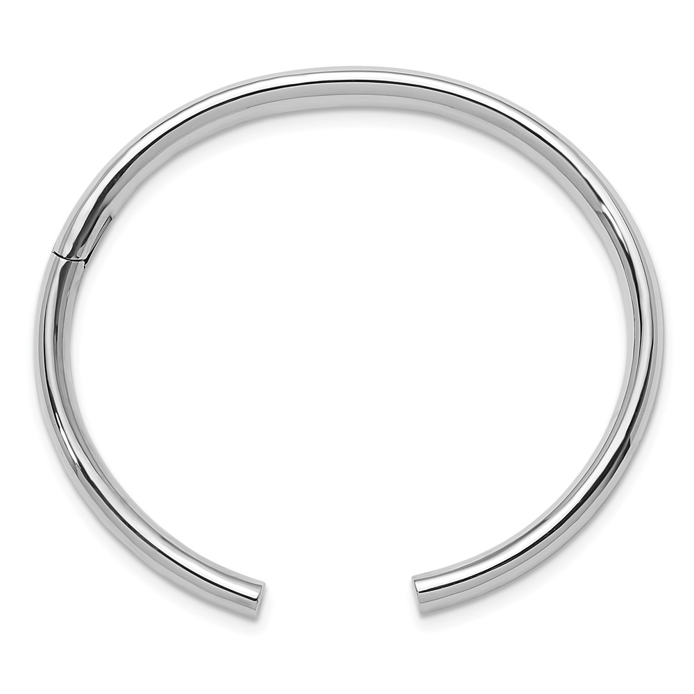 14K Solid White Gold 6mm Cuff Bracelet - Picture 3 of 5