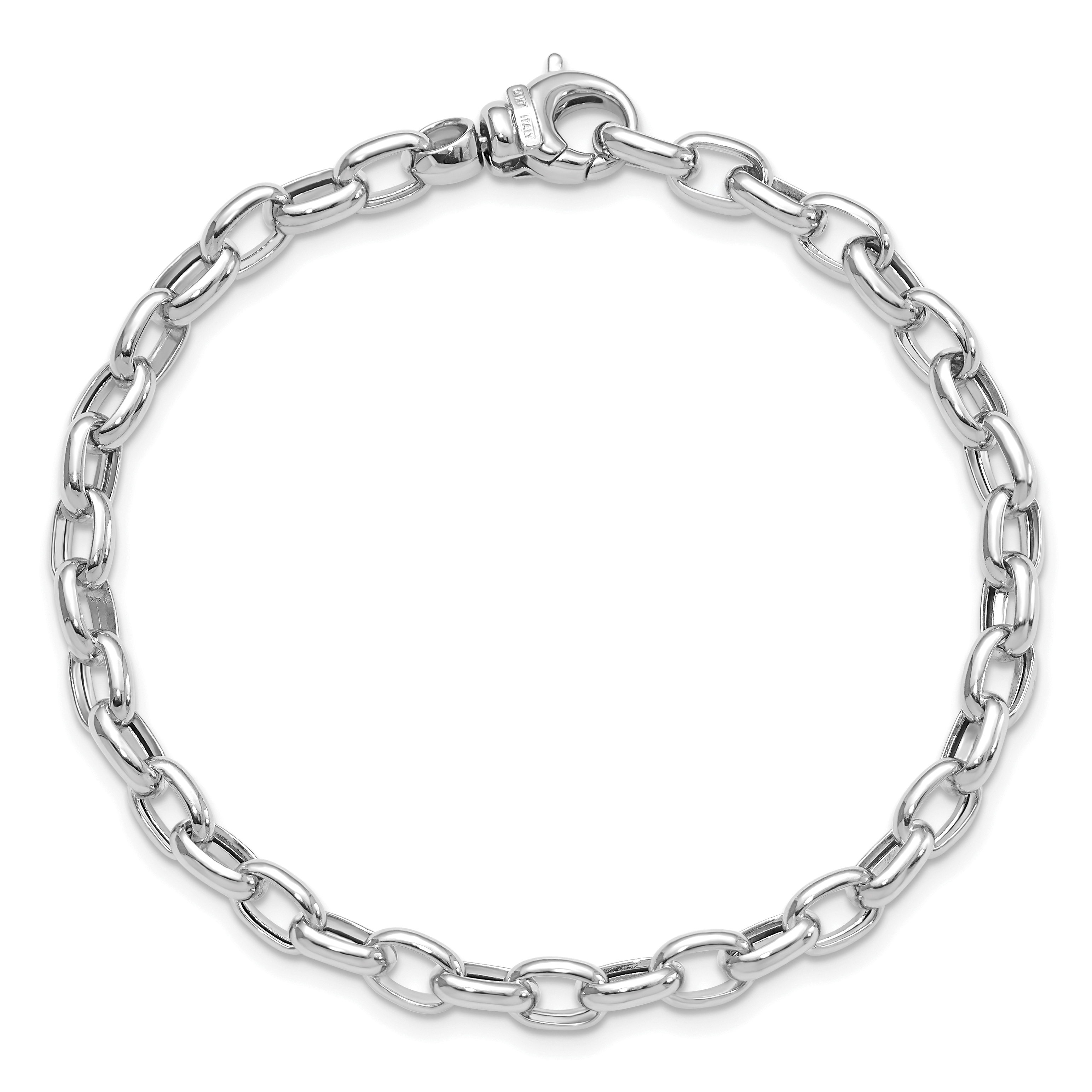14K Solid White Gold Single Link Charm Bracelet - Picture 10 of 14