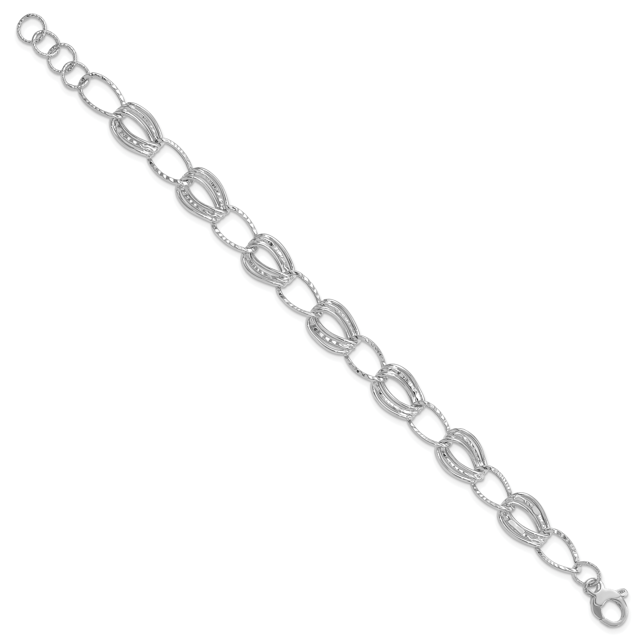 14K White Gold 11mm Chunky Link Chain Bracelet 7.5 inch Semi-solid, Polished product image view 2