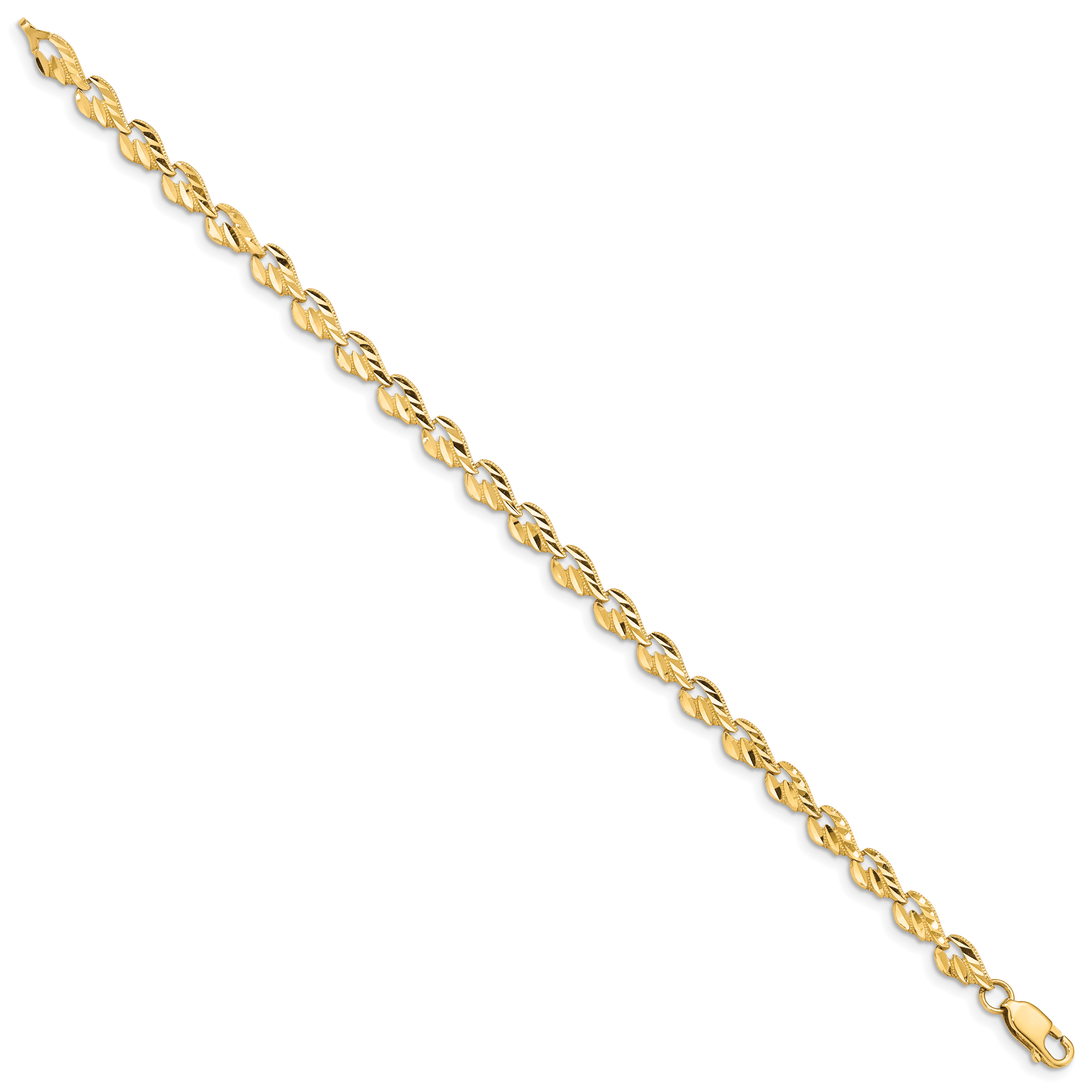 14K Solid Yellow Gold Mariner 4.75mm Thick Link Chain Heart Bracelet 7 inch detailed image 3
