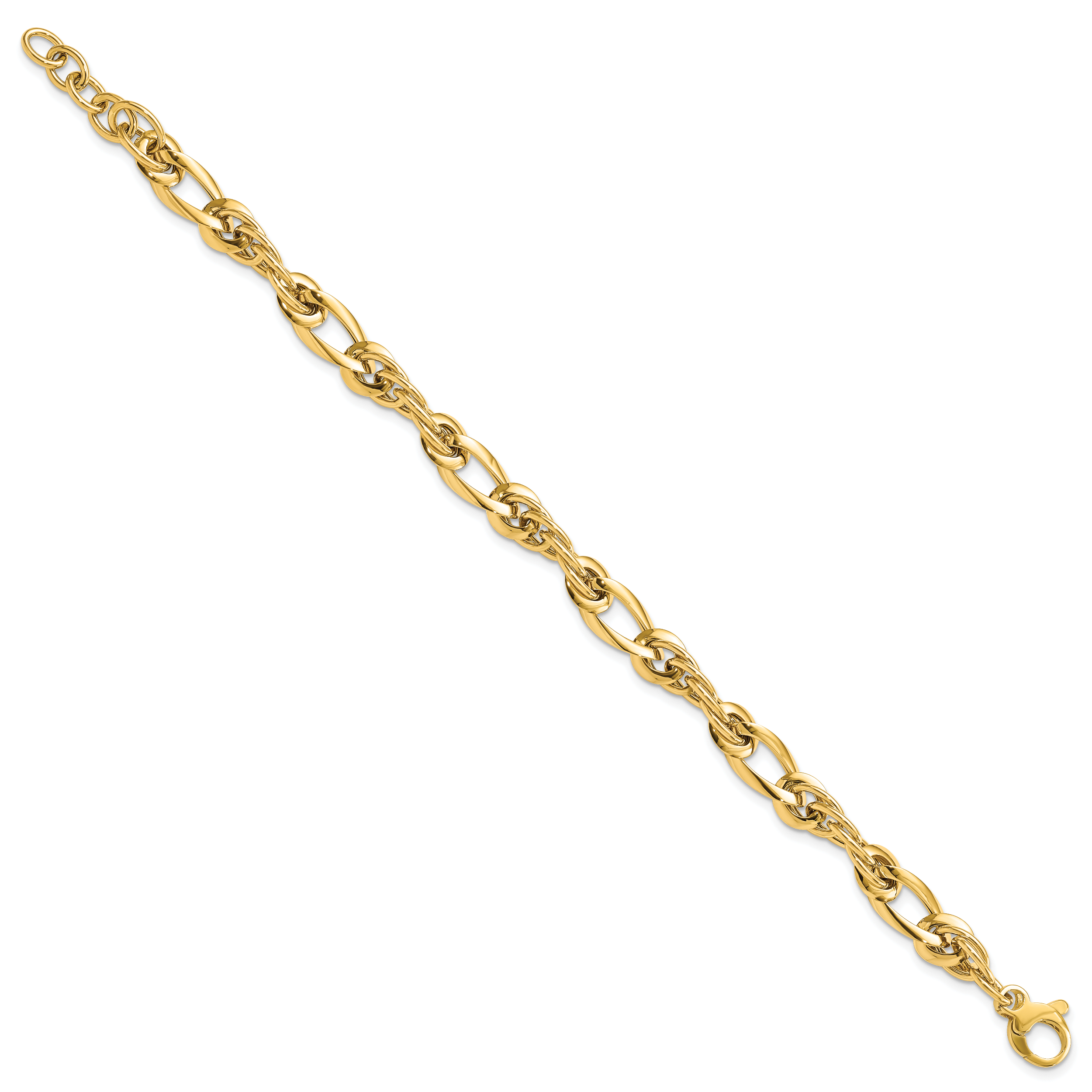 14K Solid Yellow Gold 6.4mm Thick Link Chain Bracelet 7 inch Polished for Women detailed image 2