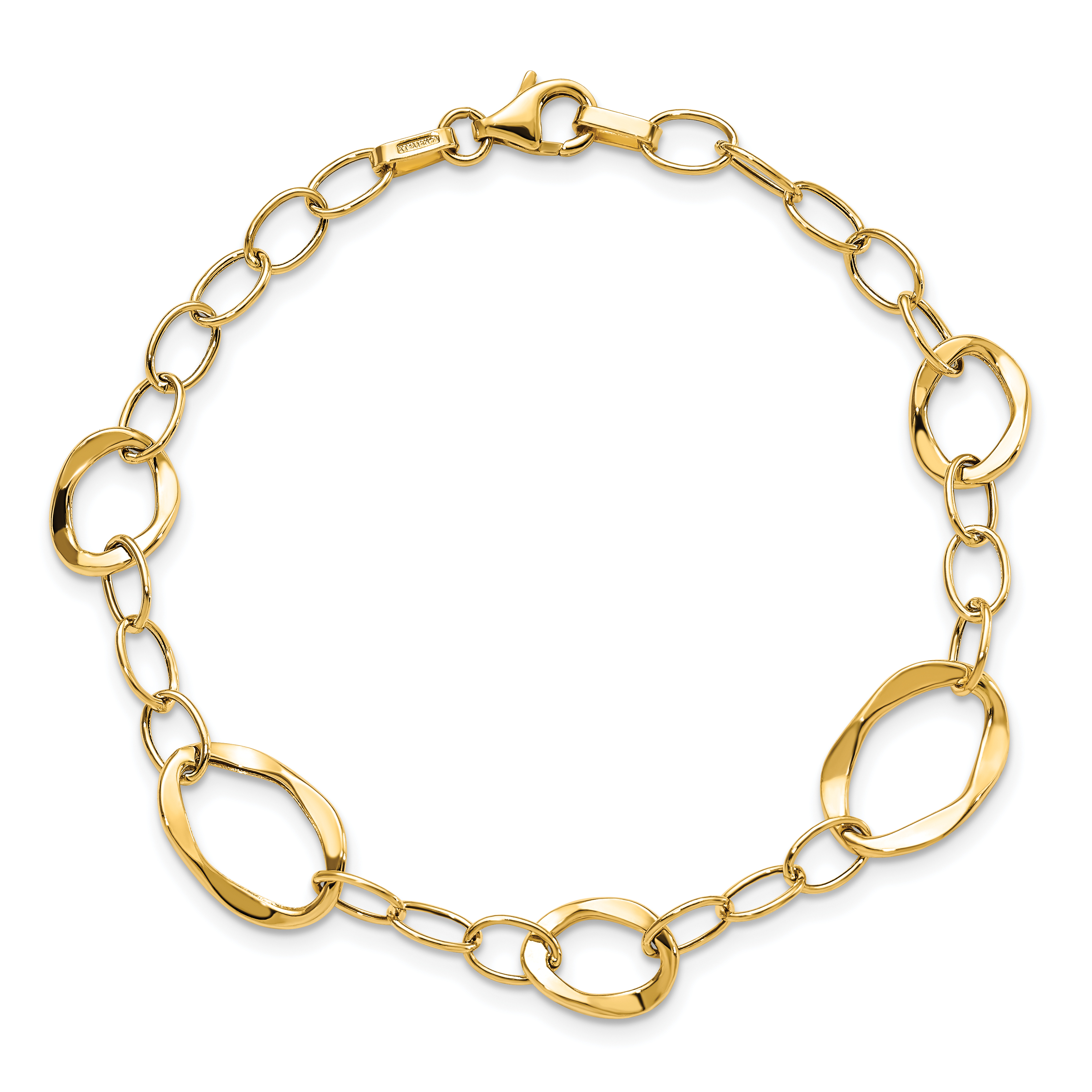 14K Solid Yellow Gold 10mm Chunky Link Chain Bracelet 7.25 inch Polished detailed image 5