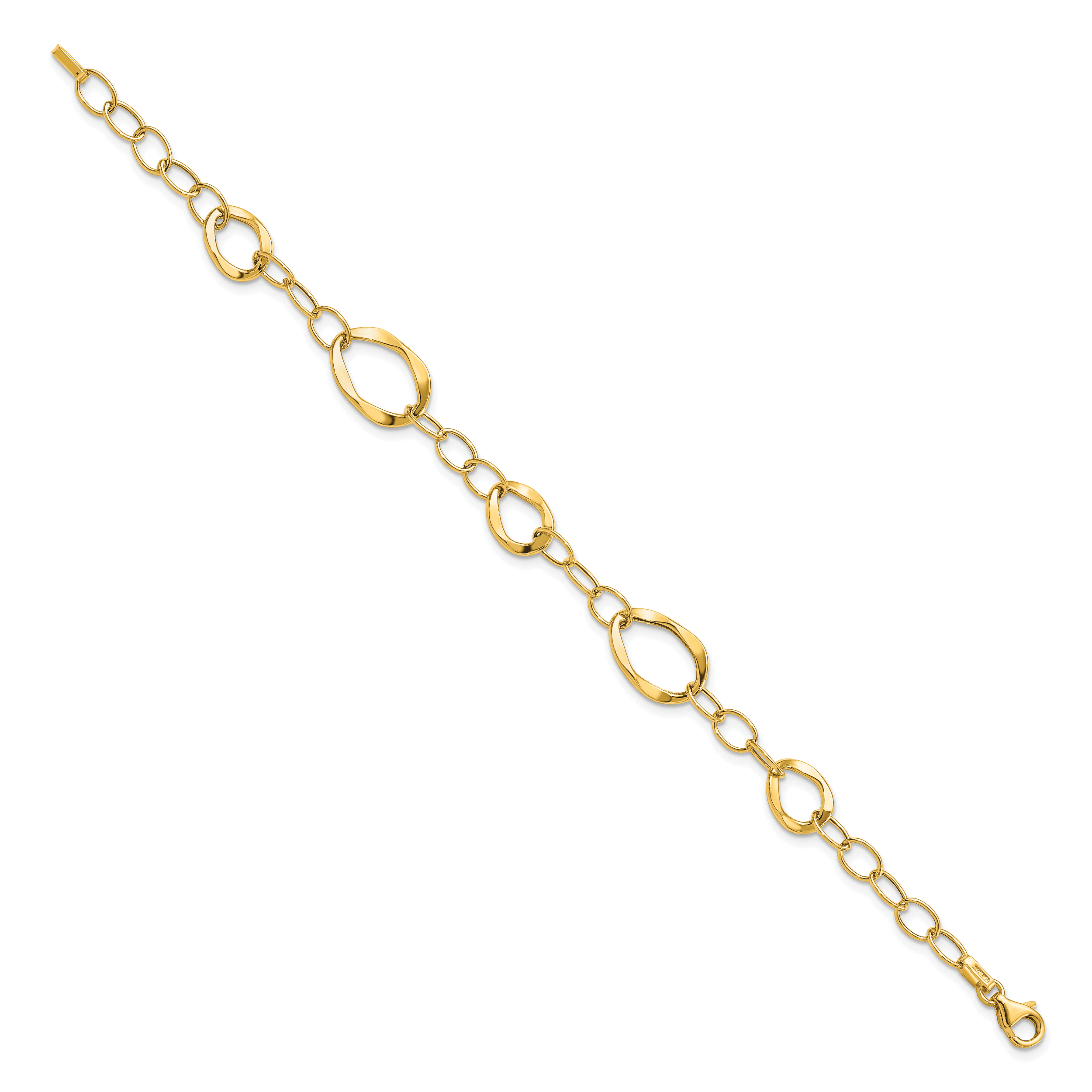 14K Solid Yellow Gold 10mm Chunky Link Chain Bracelet 7.25 inch Polished detailed image 3