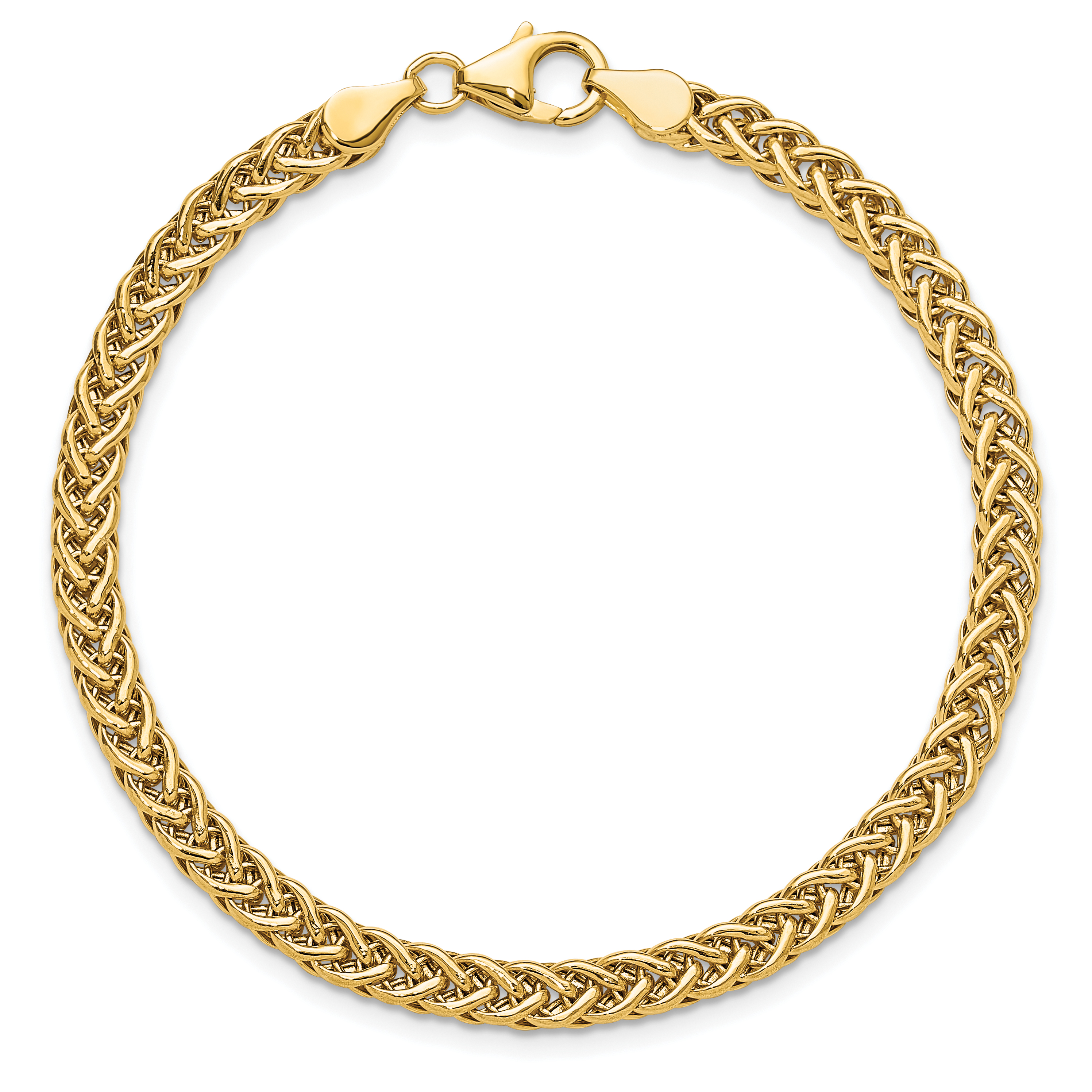 14K Yellow Gold 4.3mm Wheat Chain Bracelet 7.5 inch Lightweight, Polished detailed image 5
