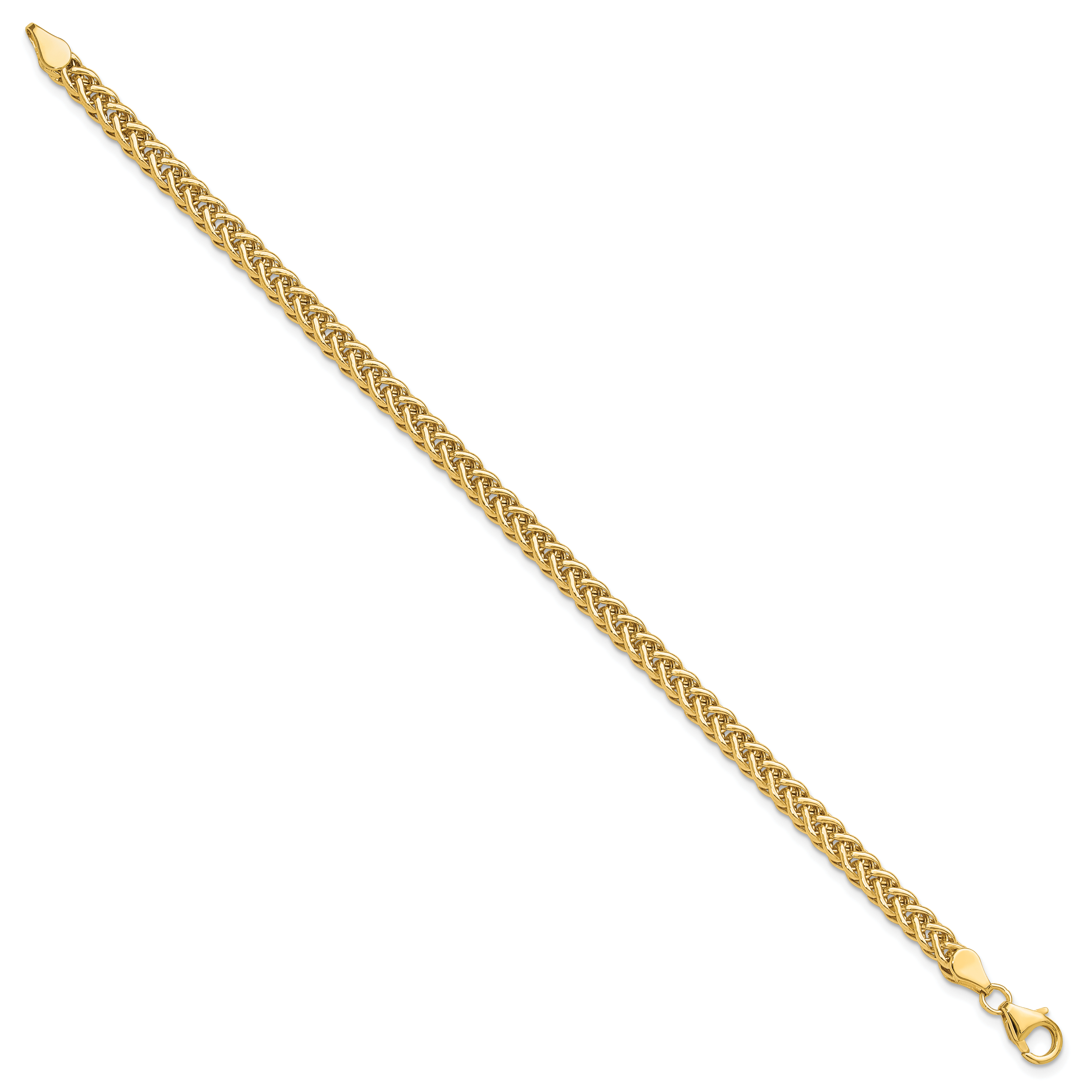 14K Yellow Gold 4.3mm Wheat Chain Bracelet 7.5 inch Lightweight, Polished detailed image 3
