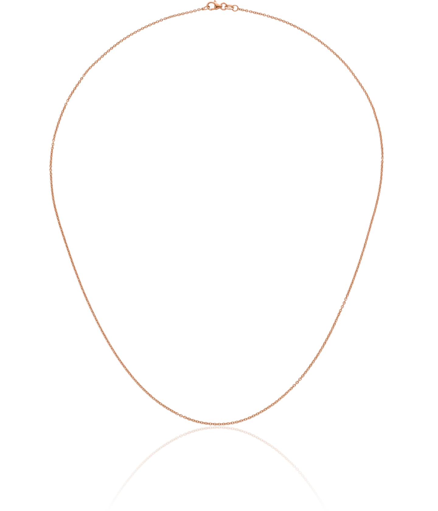 18K Solid Rose Gold 1.5mm Cable Rolo Link Chain Necklace - Picture 14 of 60