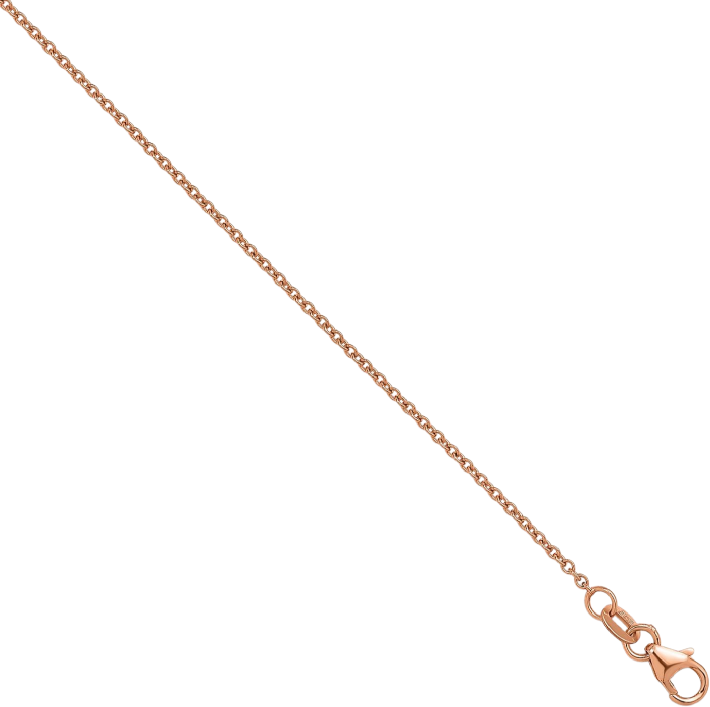 18K Solid Rose Gold 1.5mm Cable Rolo Link Chain Necklace - Picture 13 of 60