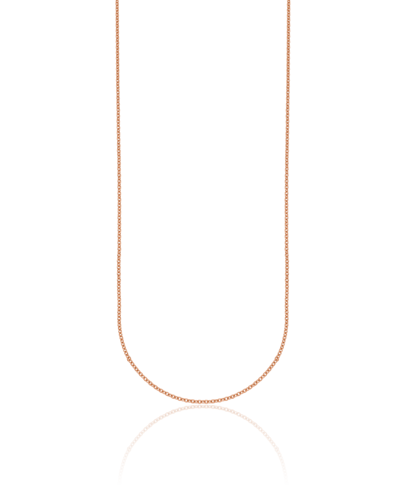 18K Solid Rose Gold 1.5mm Cable Rolo Link Chain Necklace - Picture 11 of 60