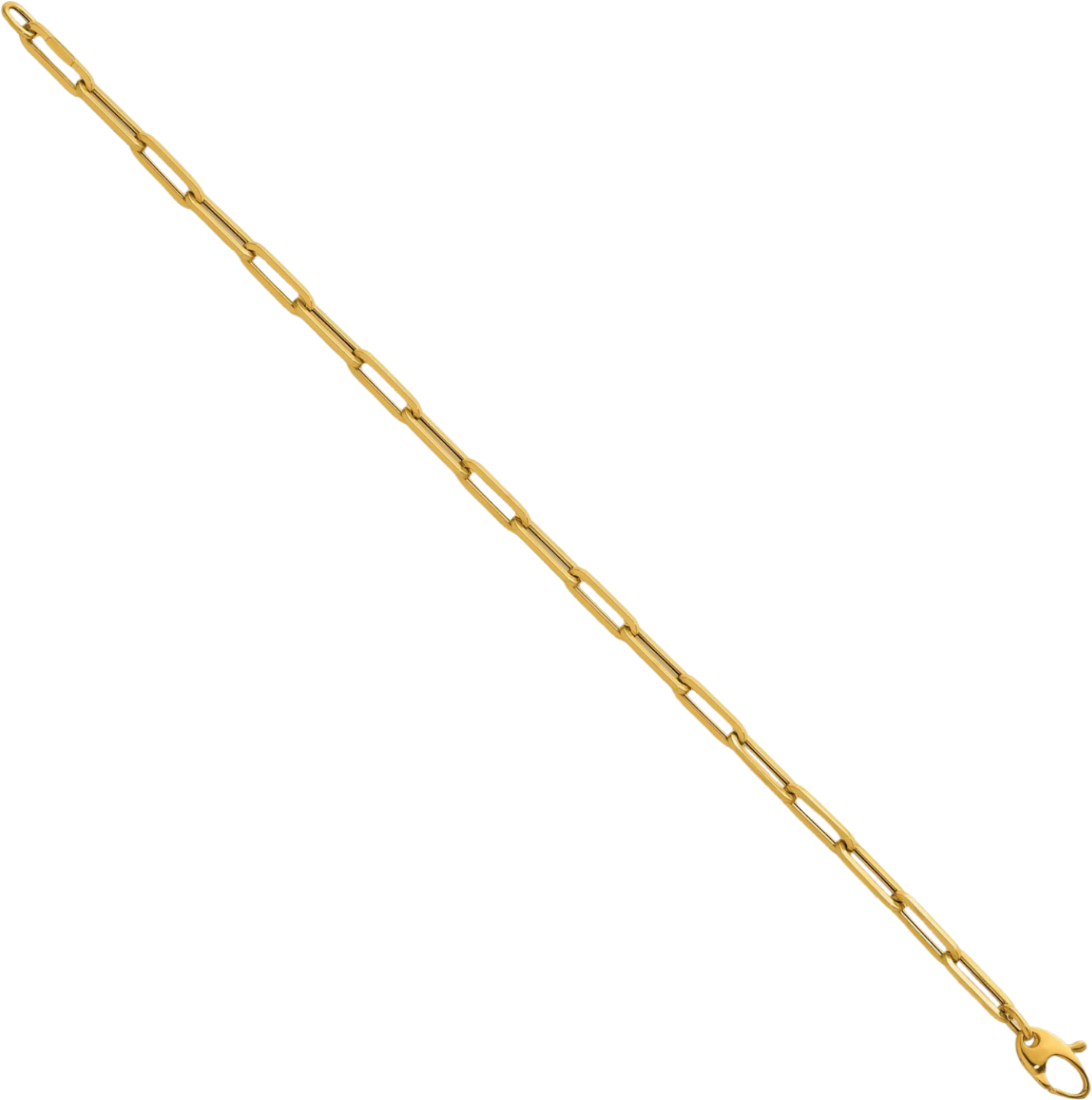 18K Solid Yellow Gold 3.8mm Paperclip Cable Rolo Link Chain Bracelet