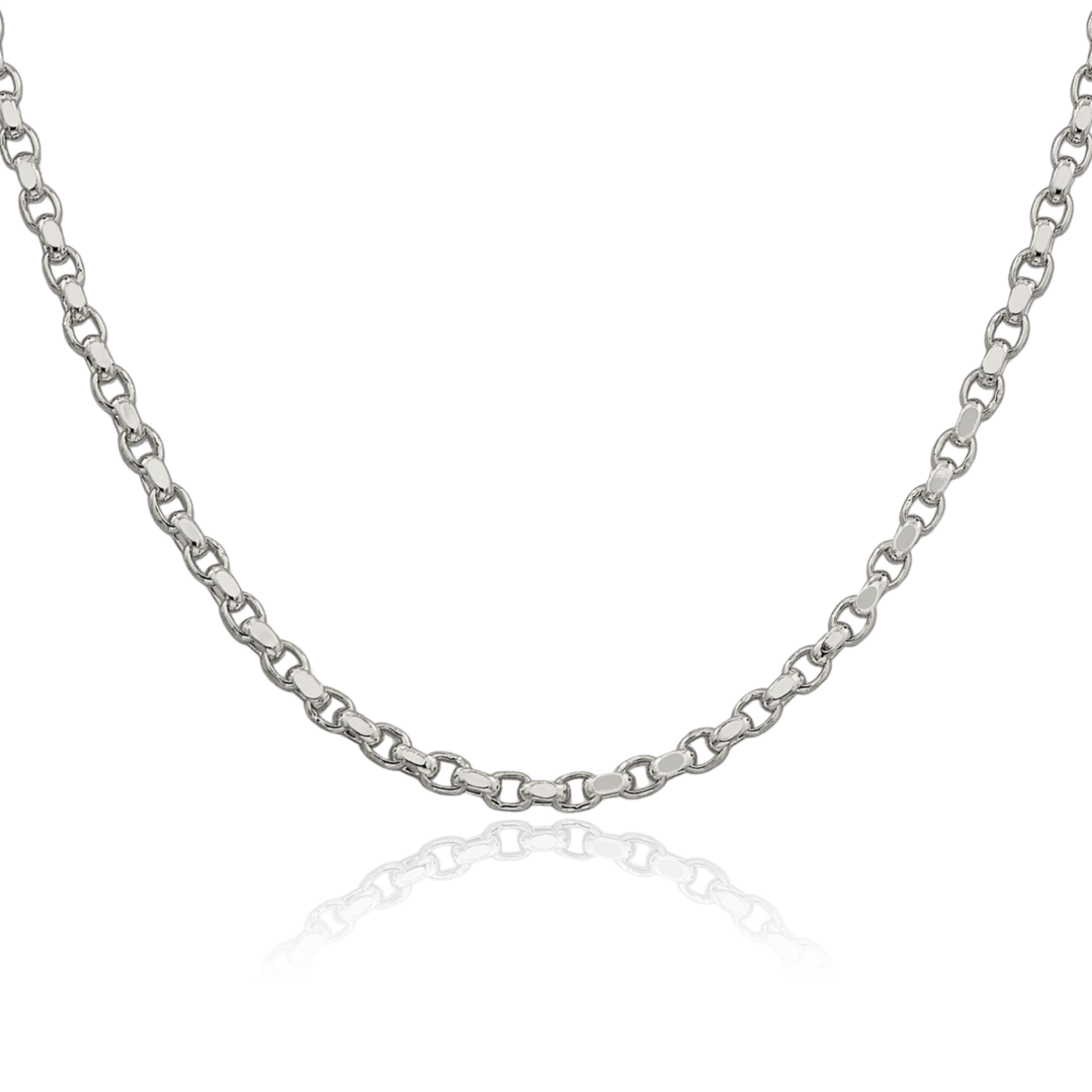 925 Sterling Silver 3.5mm Classic Rolo Chain Necklace Diamond Cut,