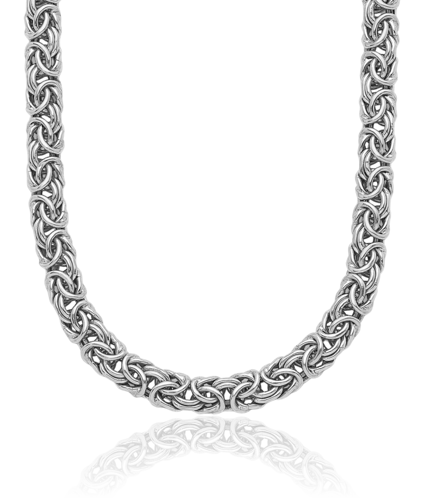 925 Sterling Silver 7.5mm Byzantine Chain Necklace Lightweight, Polished