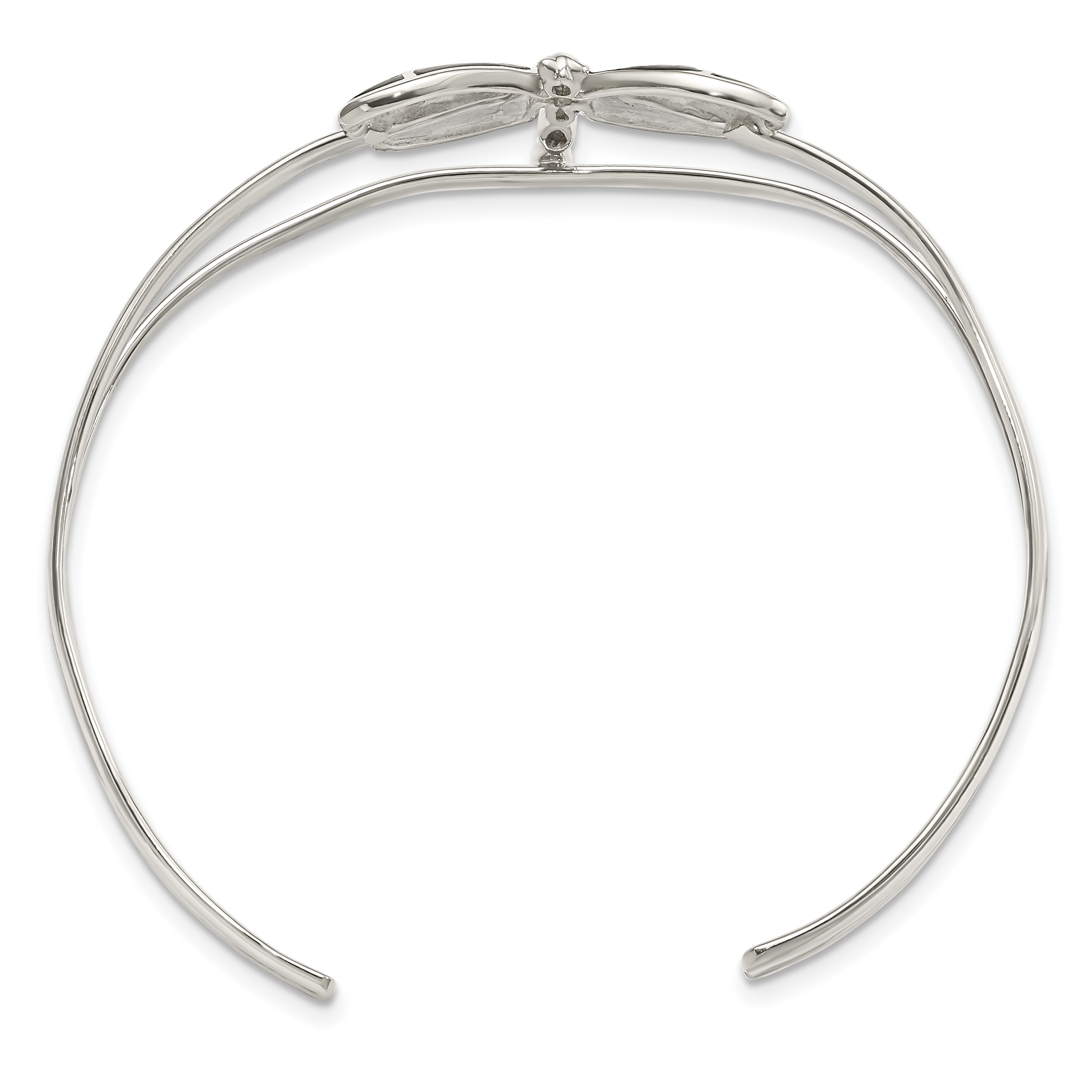 925 Sterling Silver Abalone Dragonfly Bangle Charm Bracelet - Picture 7 of 10