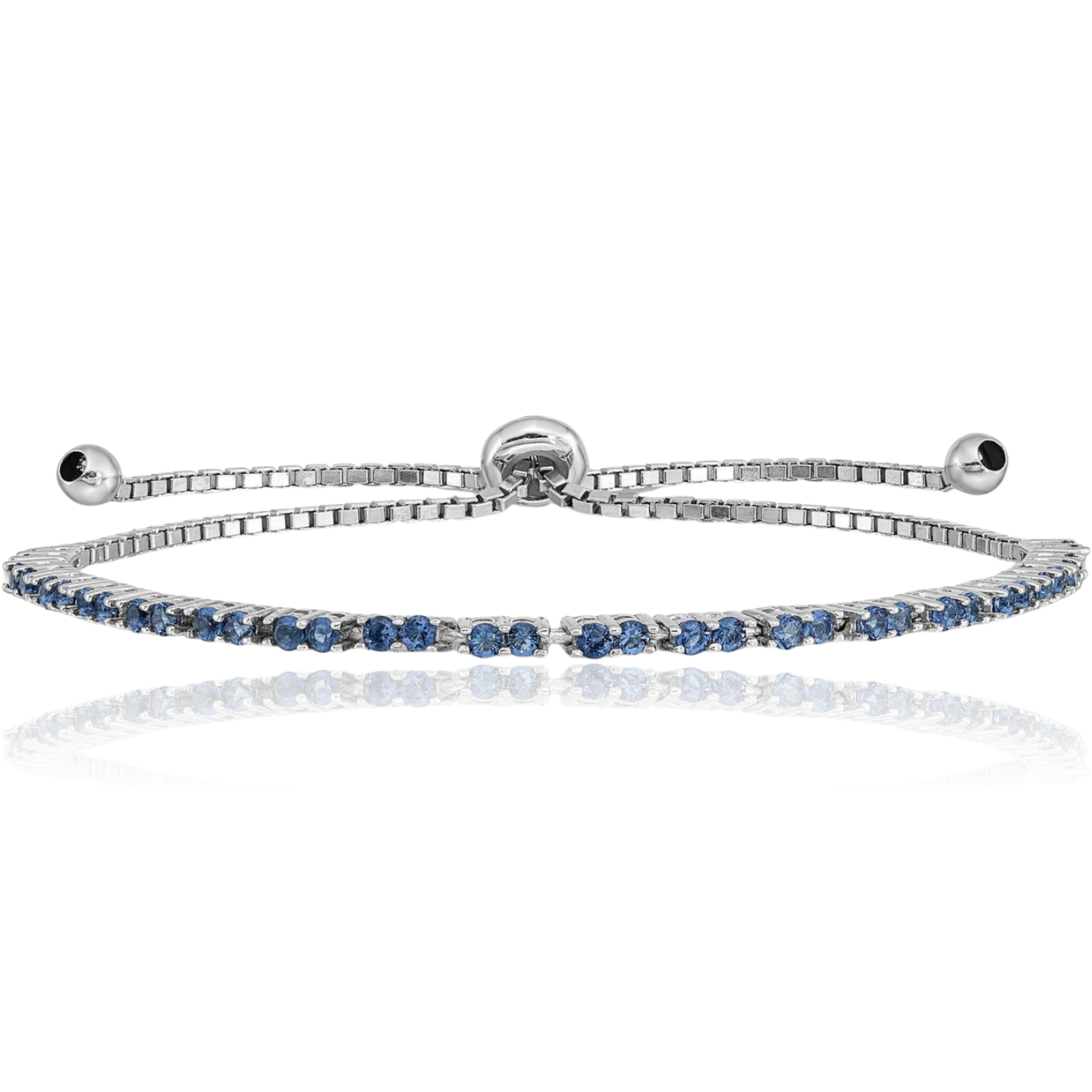 925 Sterling Silver Blue CZ Adjustable Wrap Bracelet