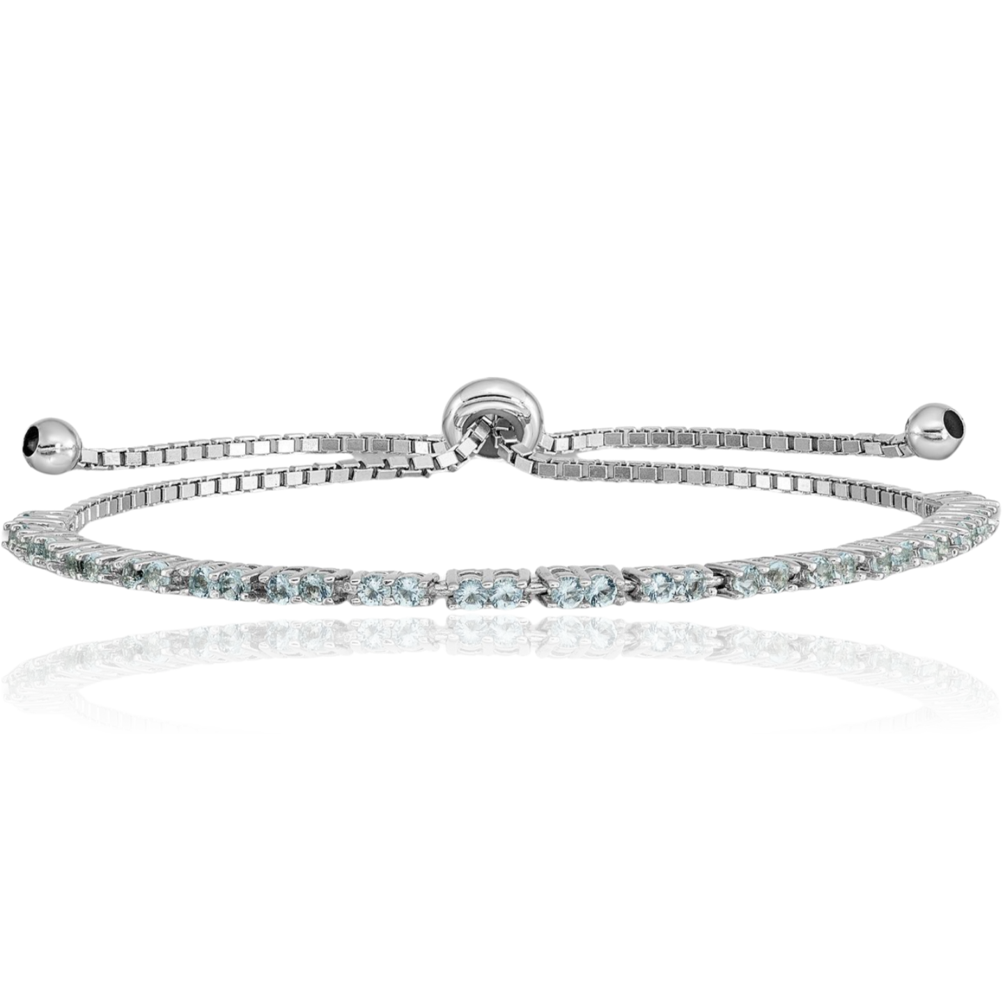 925 Sterling Silver Blue CZ Adjustable Wrap Bracelet