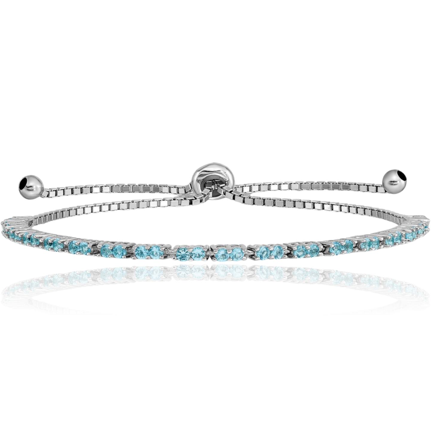 925 Sterling Silver Blue CZ Adjustable Wrap Bracelet