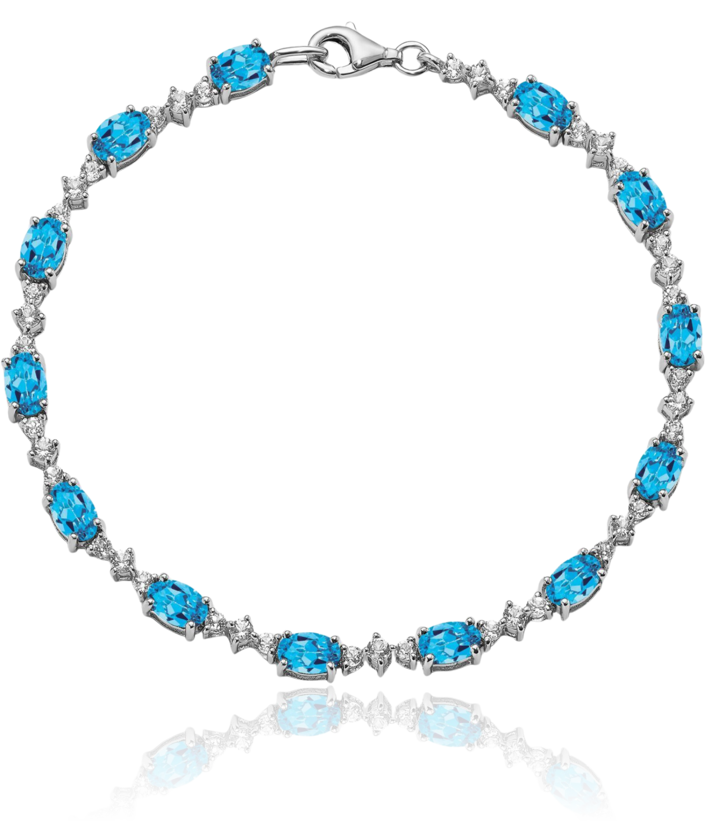 925 Sterling Silver Blue White Topaz Tennis Bracelet | eBay display picture 2