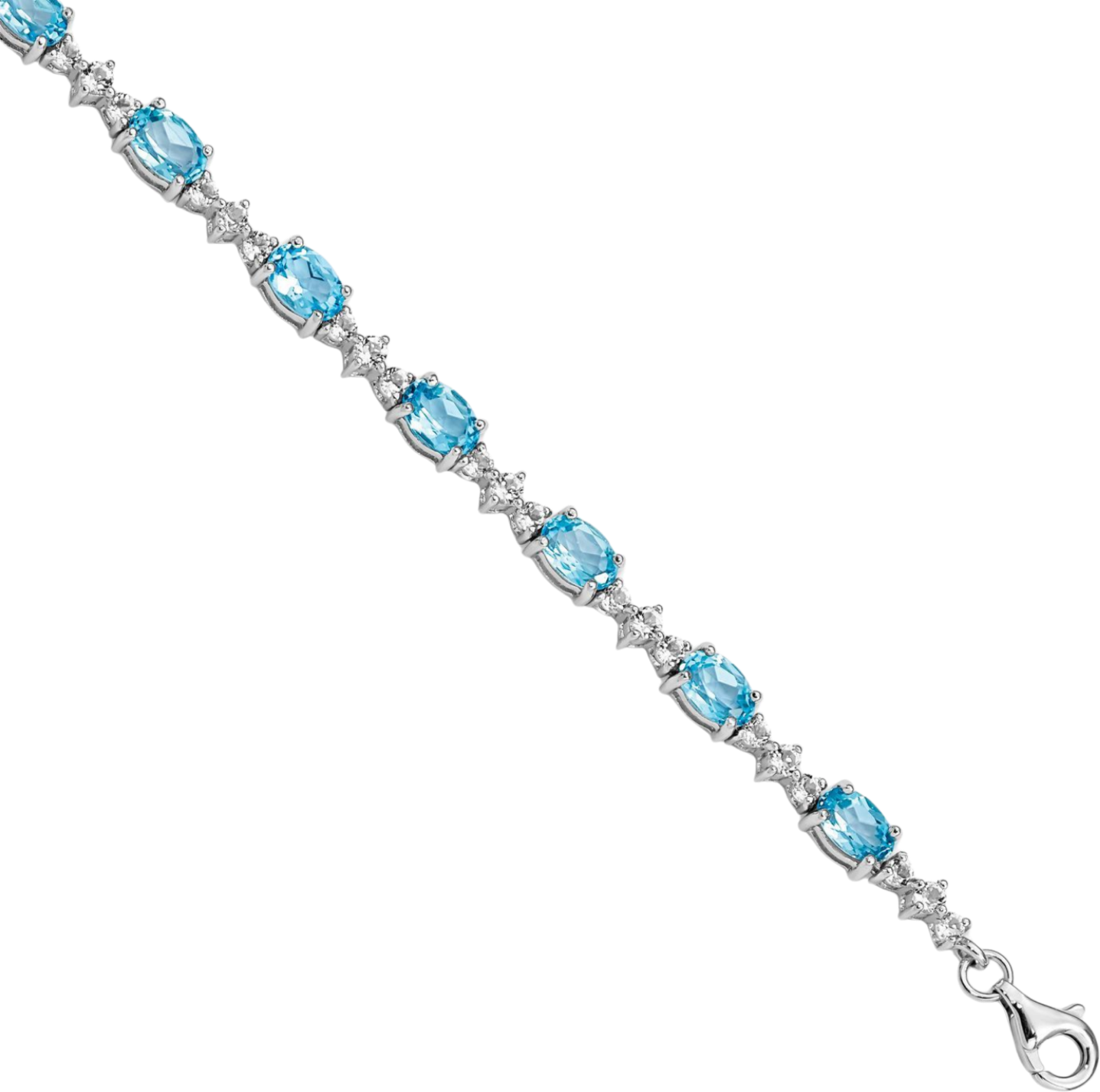 Freida Rothman Vault 925 Sterling Silver Genuine Blue Topaz Tennis Bracelet Gemstone Sky Blue Topaz & Blue Sapphire 925 Sterling Silver  main image 4