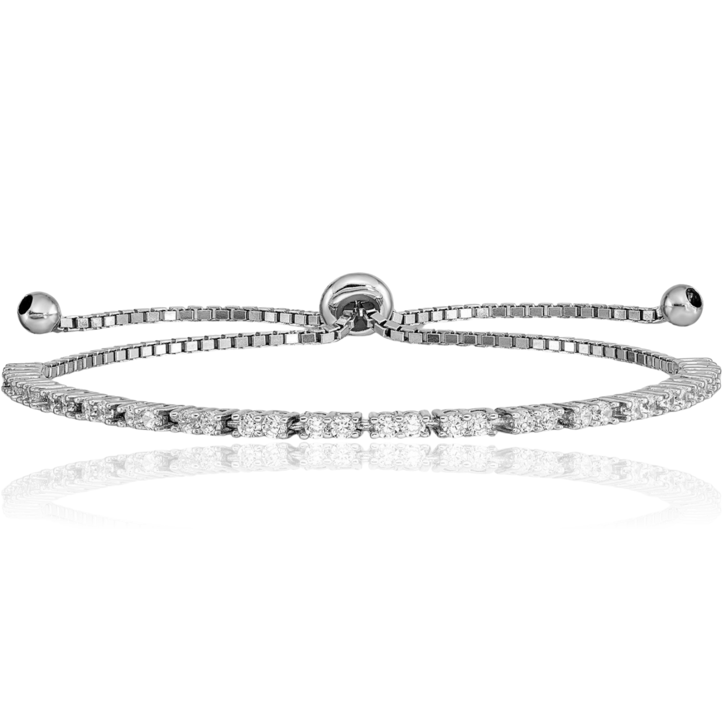 925 Sterling Silver CZ Adjustable Wrap Bracelet